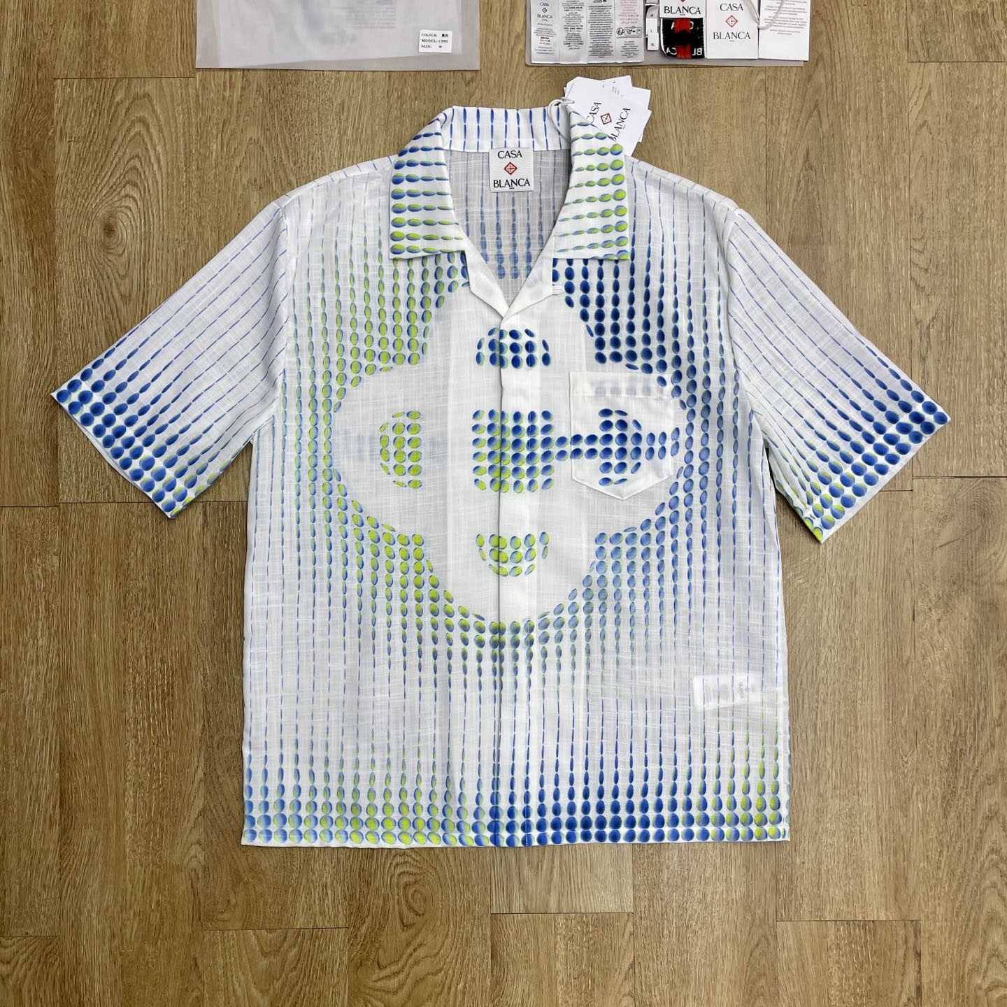 Casablanca White Pills Cuban Collar Short Sleeve Shirt CA3561 - DesignerGu