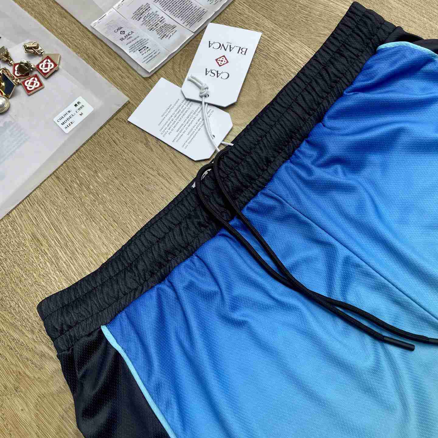 Casablanca Blue & Green Gradient Football Shorts C1159 - DesignerGu