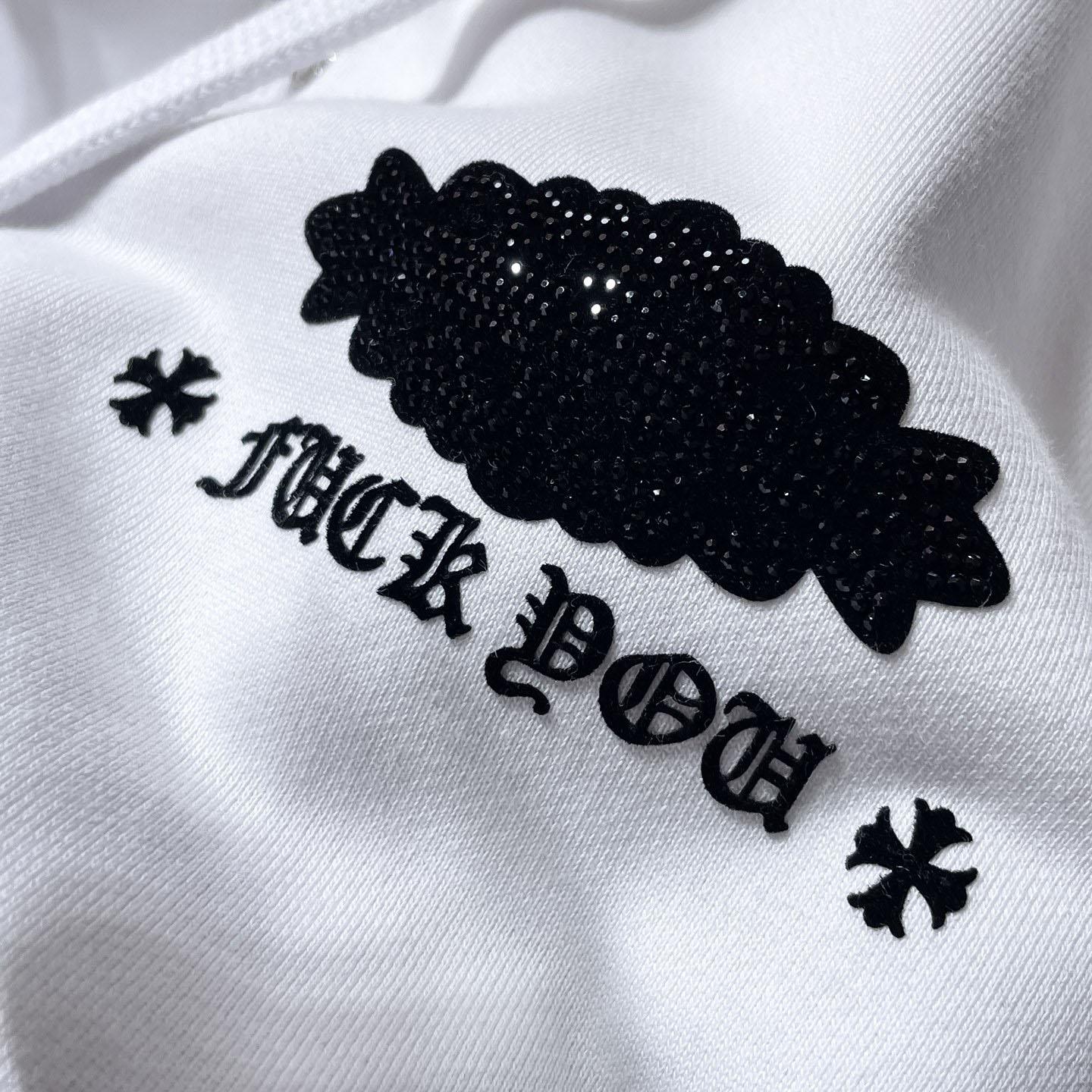 Chrome Hearts Cross Embroidery White Hoodie - DesignerGu