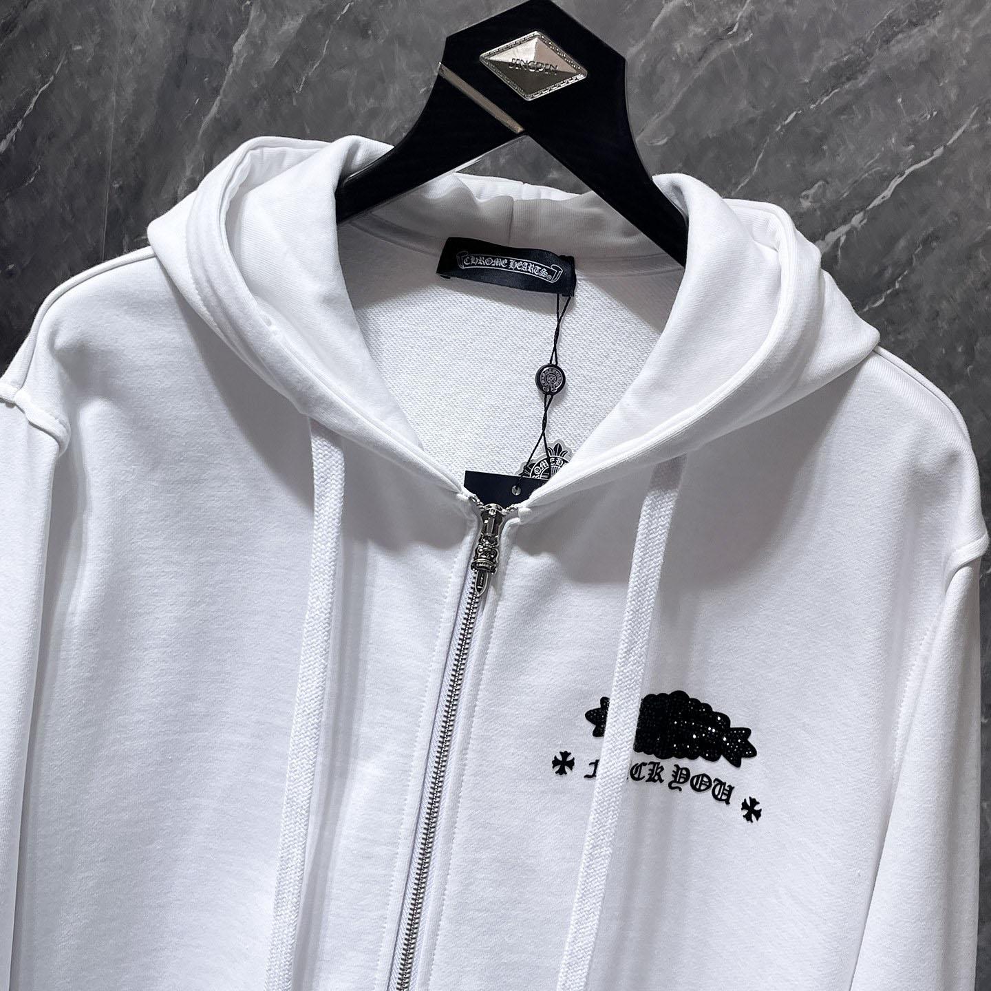 Chrome Hearts Cross Embroidery White Hoodie - DesignerGu