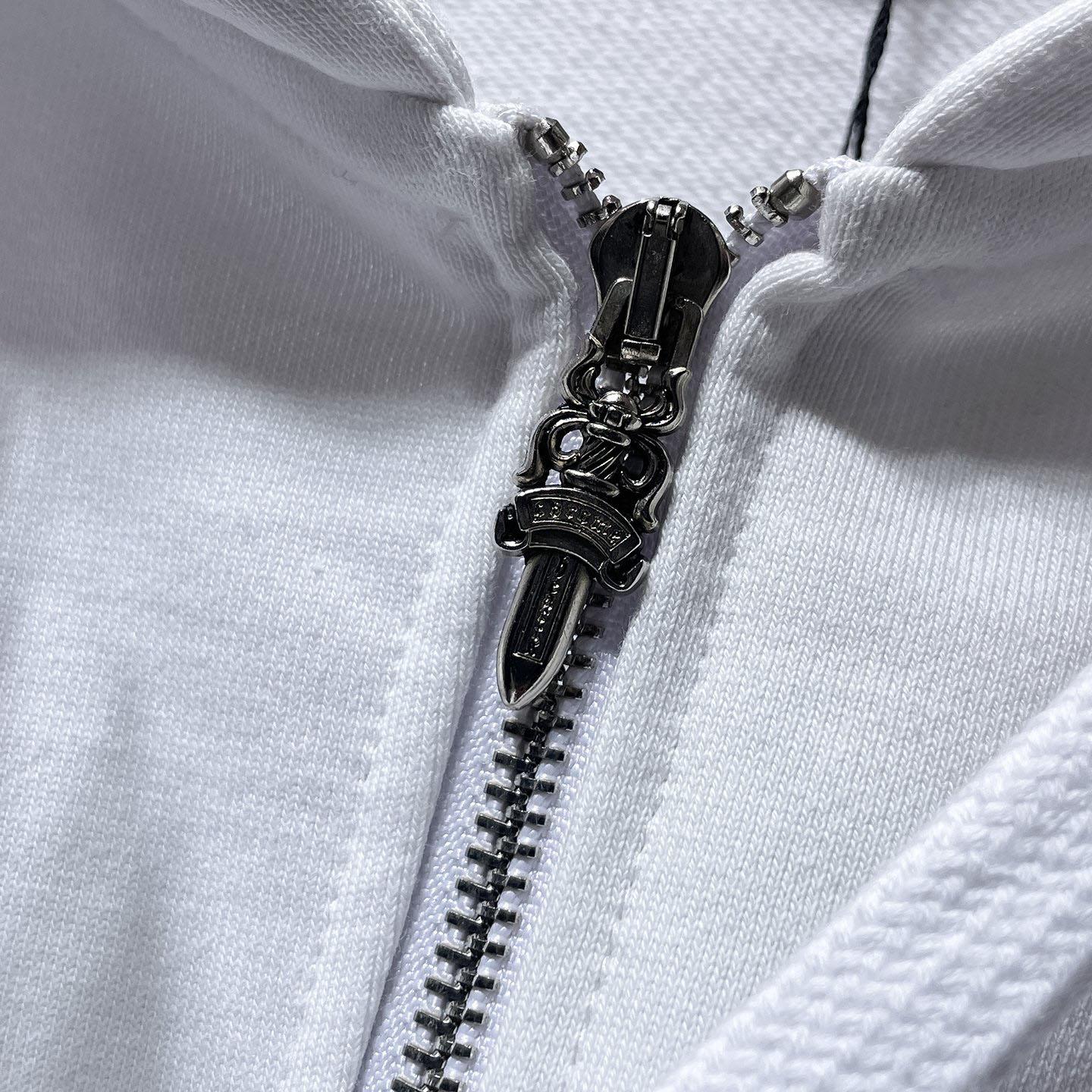Chrome Hearts Cross Embroidery White Hoodie - DesignerGu