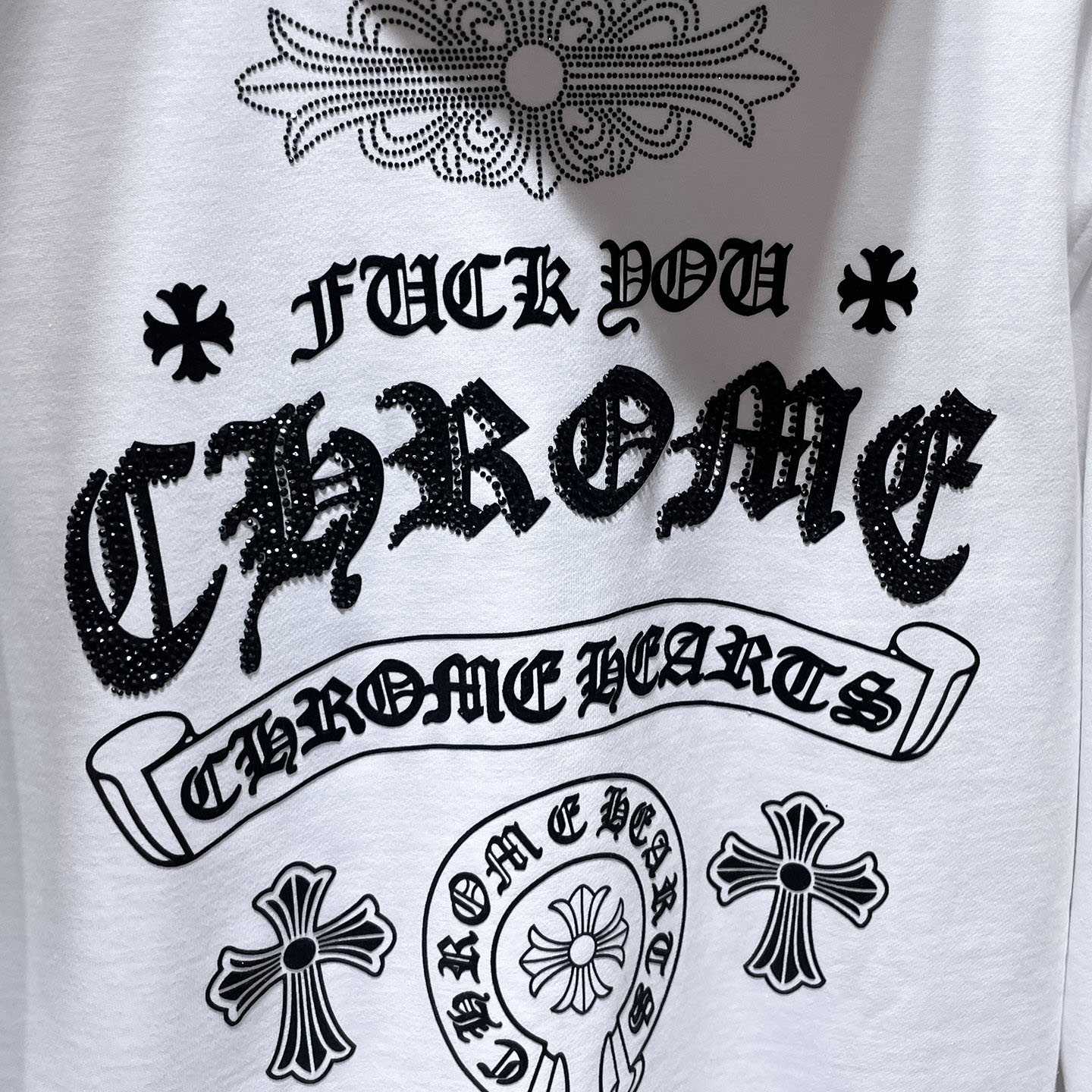 Chrome Hearts Cross Embroidery White Hoodie - DesignerGu