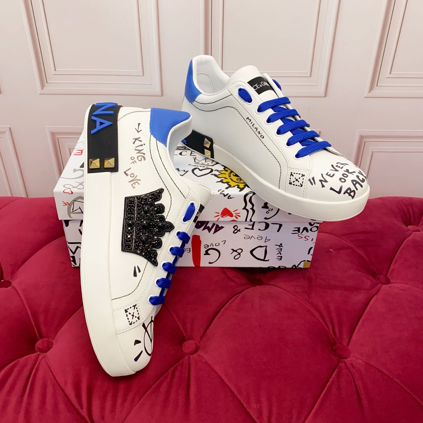 Dolce & Gabbana Portofino Leather Sneakers - DesignerGu