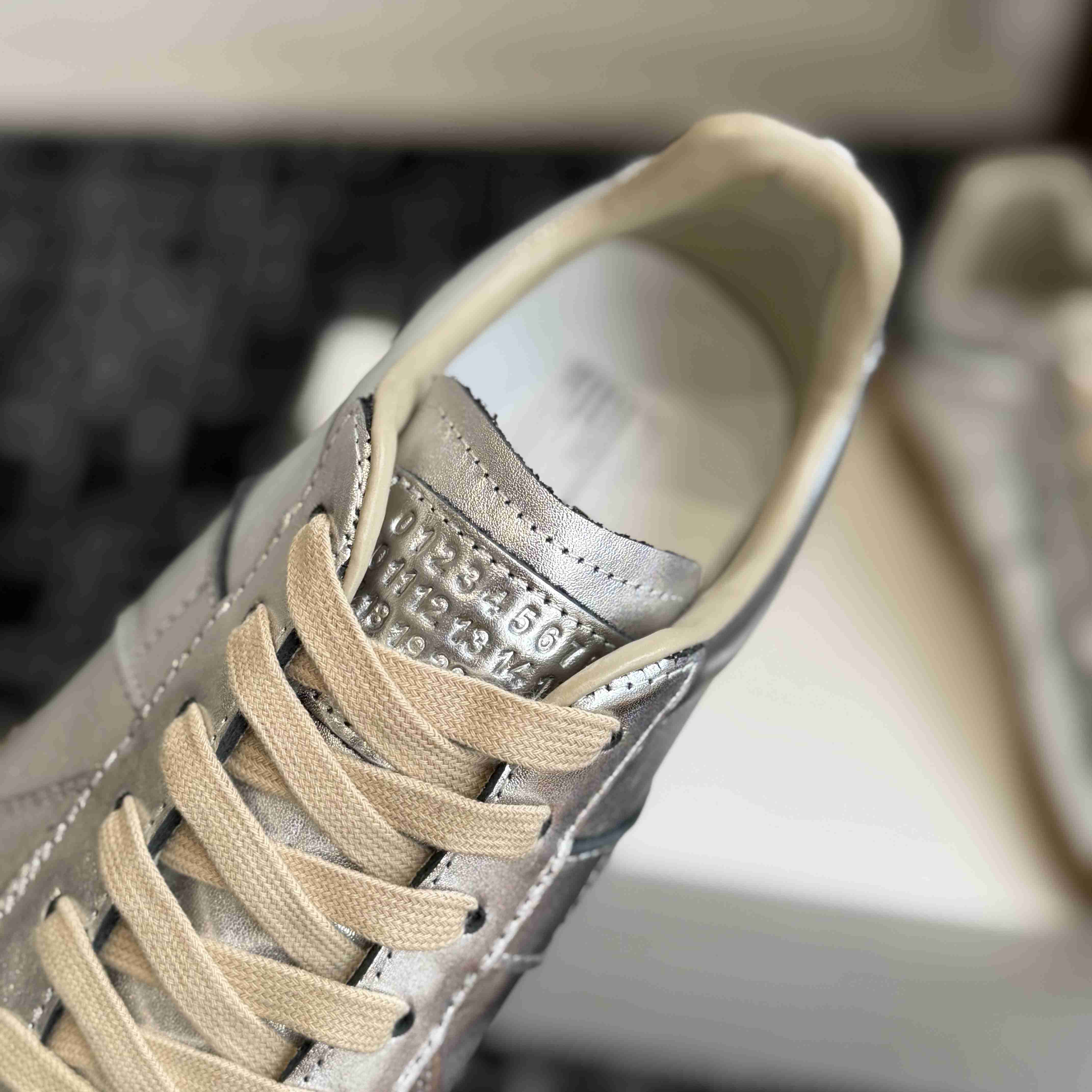 Maison Margiela Replica Metallic Leather Low-Top Sneakers - DesignerGu
