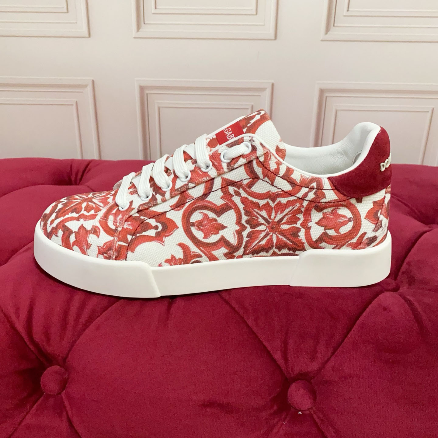 Dolce & Gabbana Majolica-Printed Portofino Sneakers - DesignerGu