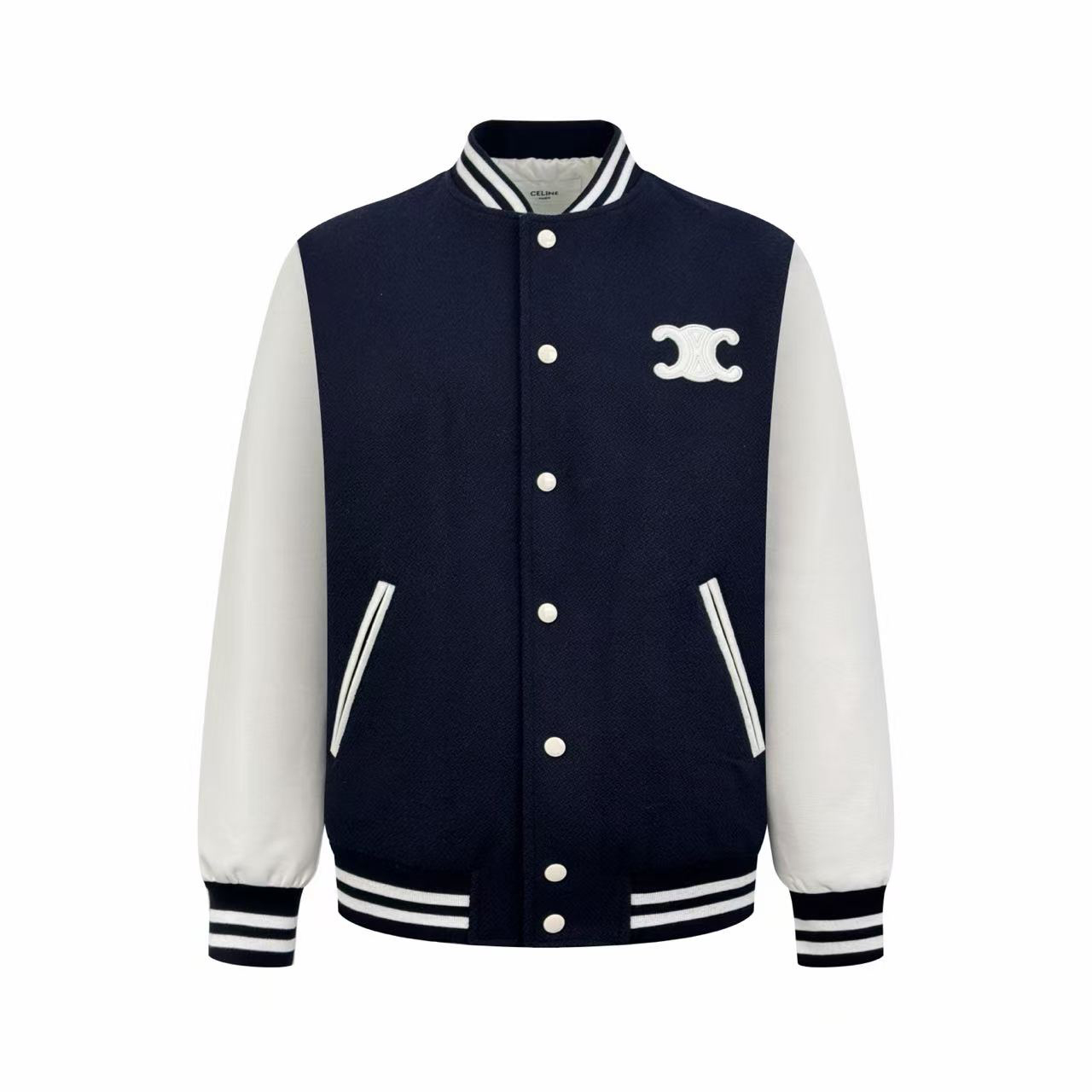 Celine Teddy Varsity Jacket In Textured Wool - DesignerGu