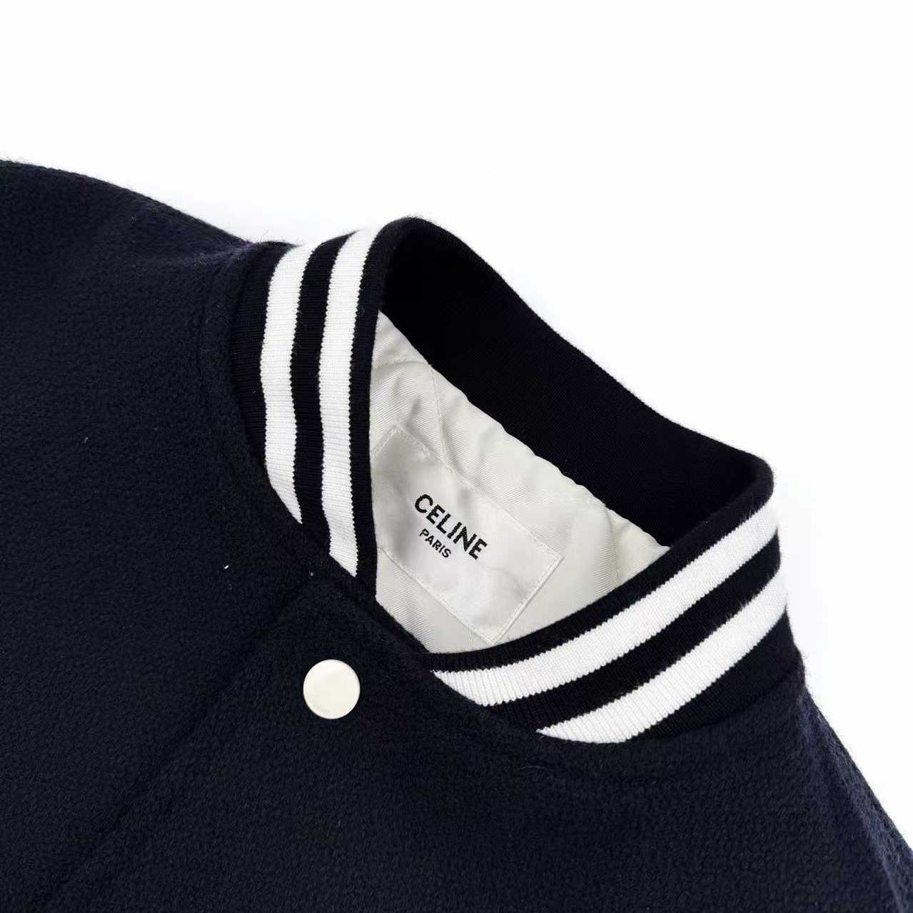 Celine Teddy Varsity Jacket In Textured Wool - DesignerGu