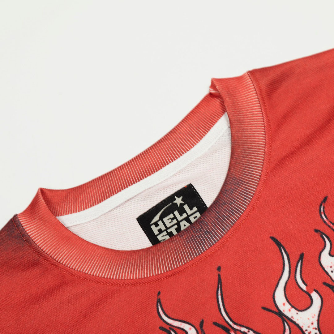 Hellstar Flame Skull Longsleeve Red - DesignerGu
