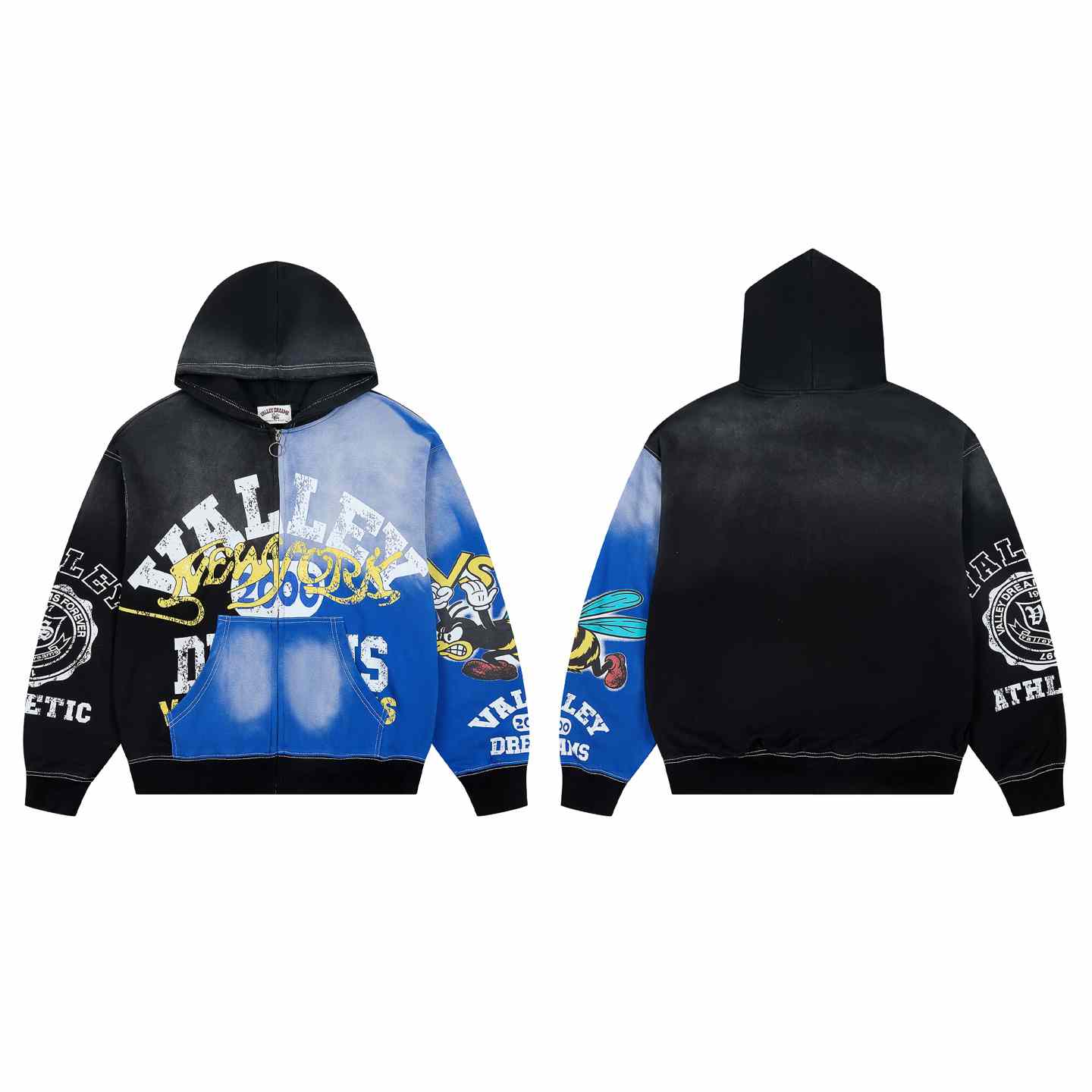 Vale Forever Bipolar Big Zip Up 'Black/Blue' - DesignerGu