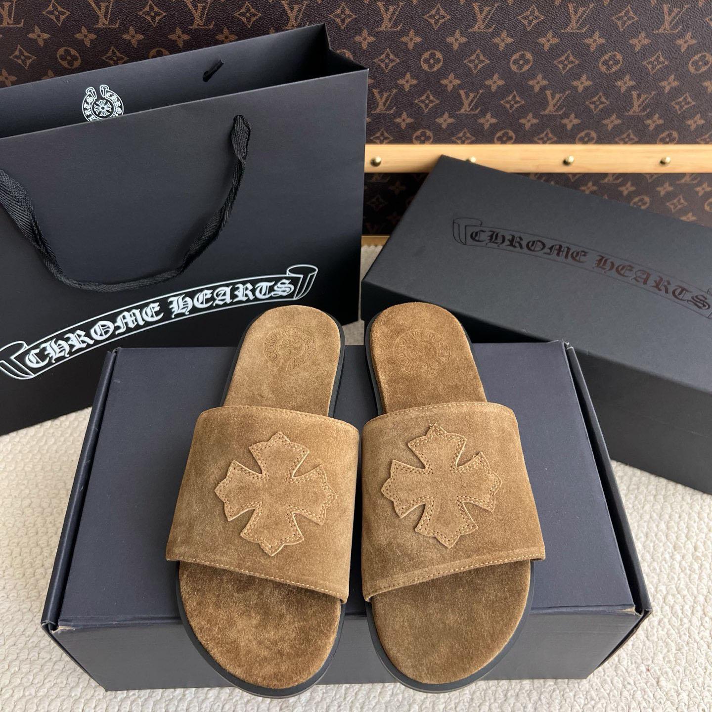 Chrome Hearts Cross Patch Leather Sandals - DesignerGu