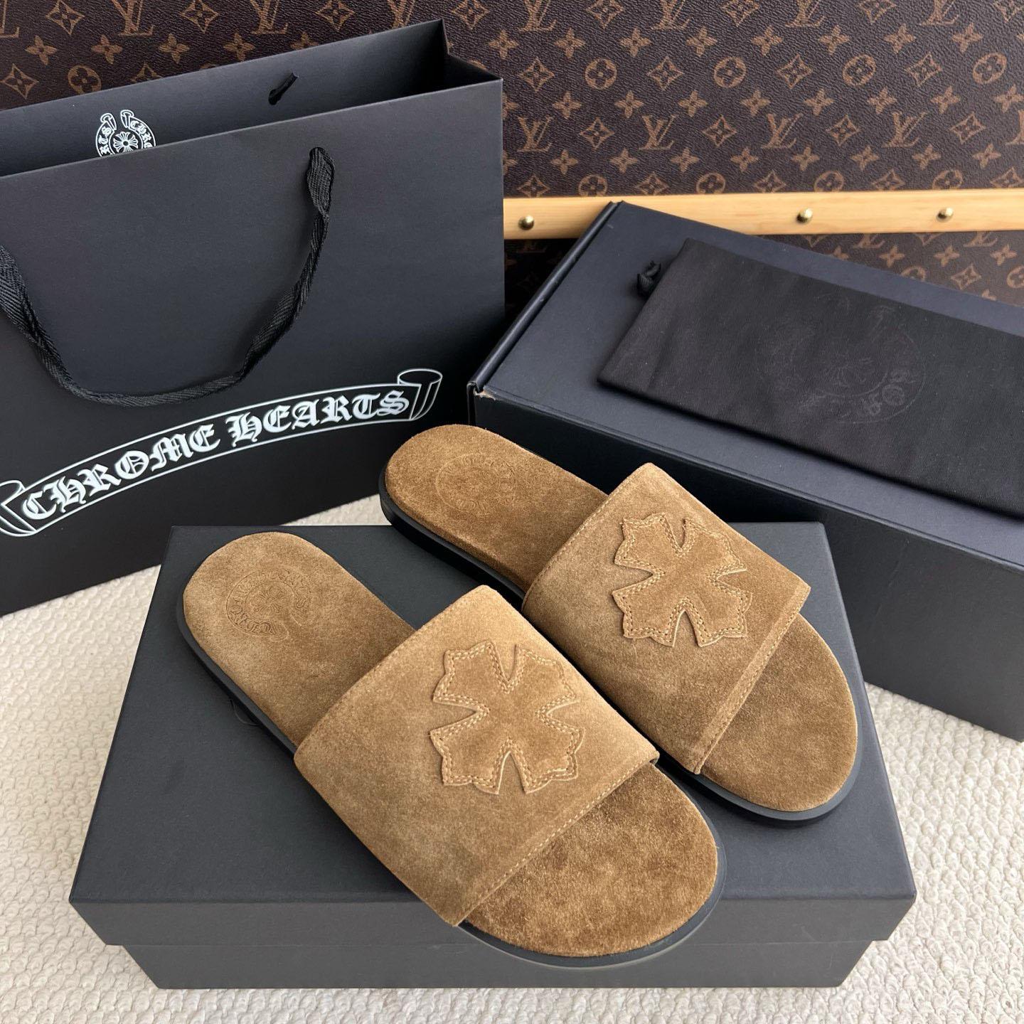 Chrome Hearts Cross Patch Leather Sandals - DesignerGu