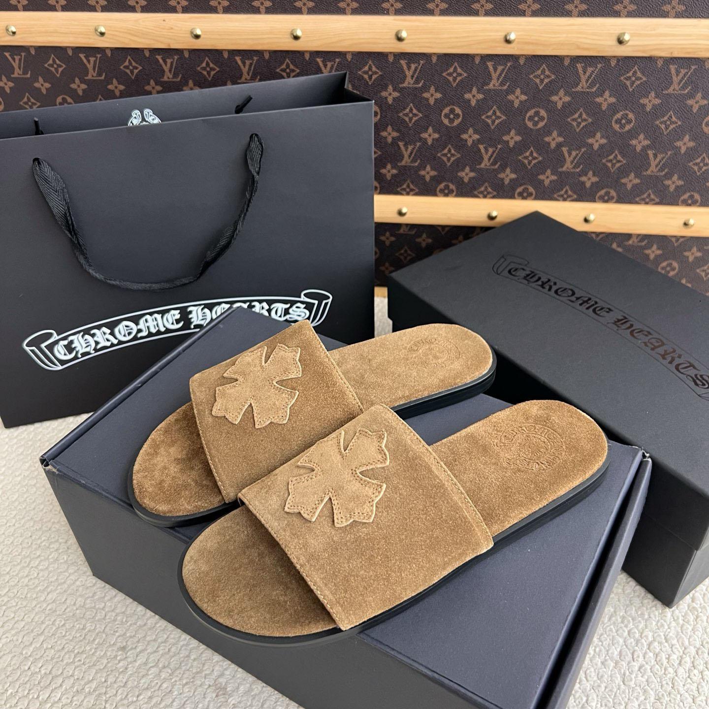 Chrome Hearts Cross Patch Leather Sandals - DesignerGu