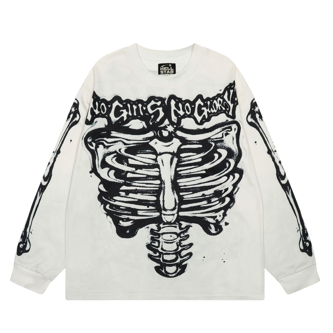 Hellstar Airbrushed Bones Longsleeve White - DesignerGu