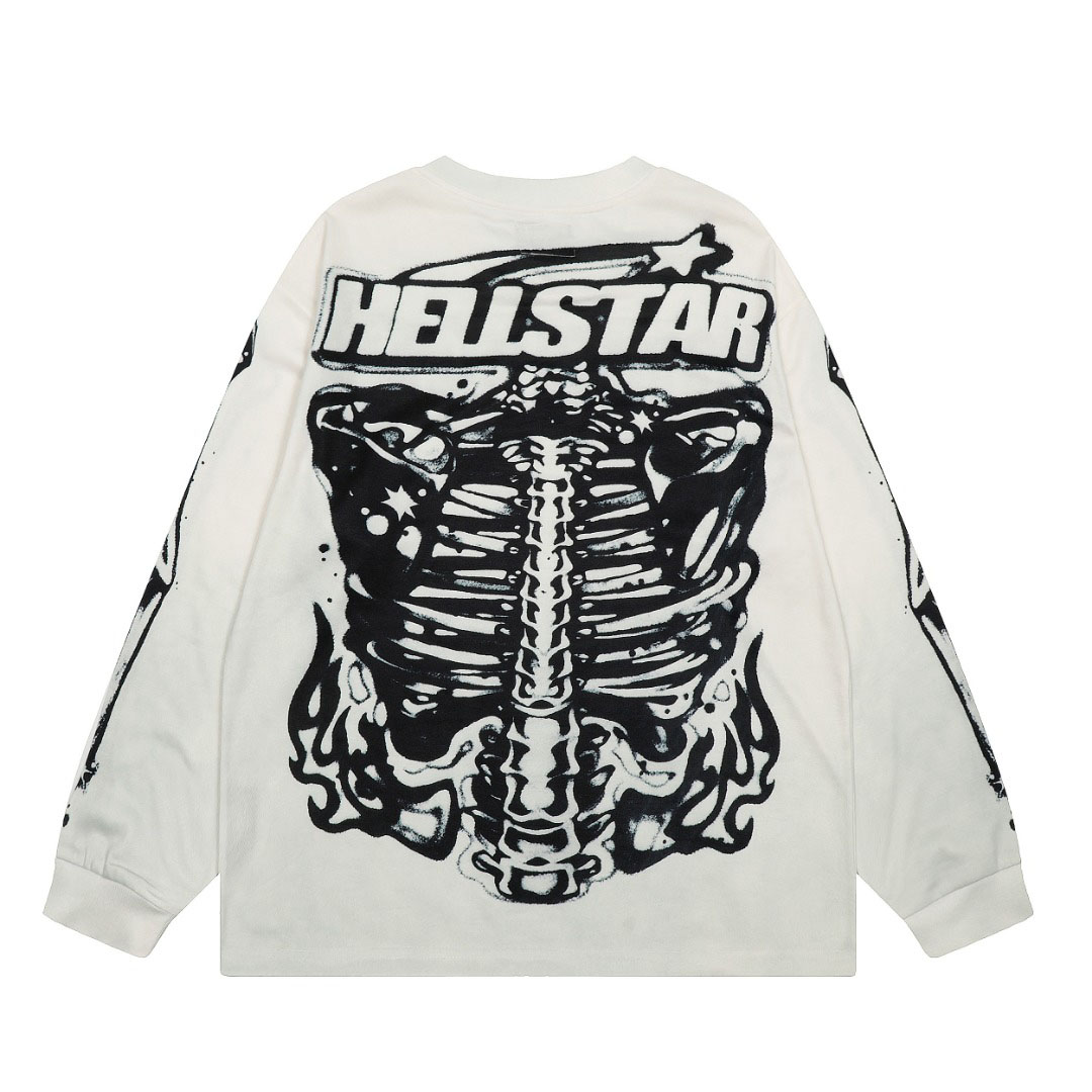 Hellstar Airbrushed Bones Longsleeve White - DesignerGu