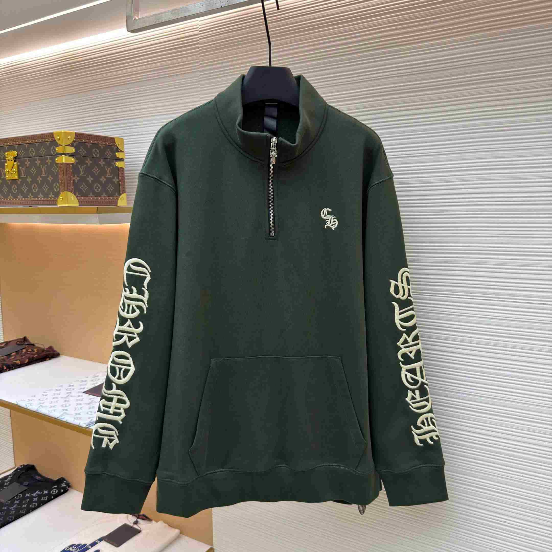 Chrome Hearts Embroidered Quarter-Zip Sweatshirt - DesignerGu