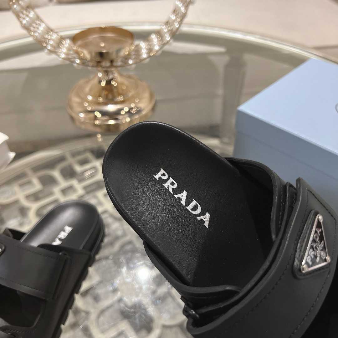 Prada Leather Strap Slides - DesignerGu