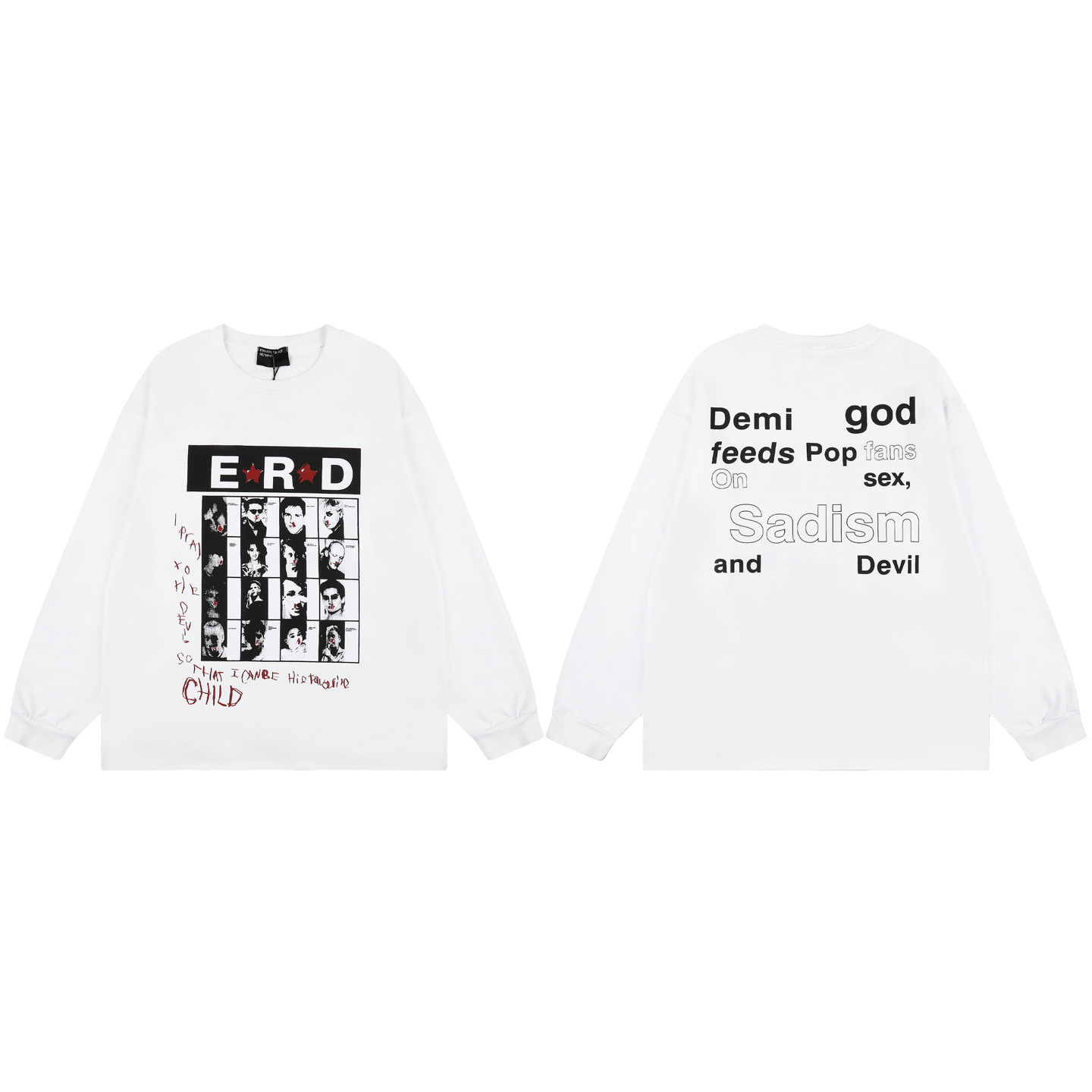Enfants Riches Deprimes White Pray To The Devil  Long-Sleeve T-shirt - DesignerGu
