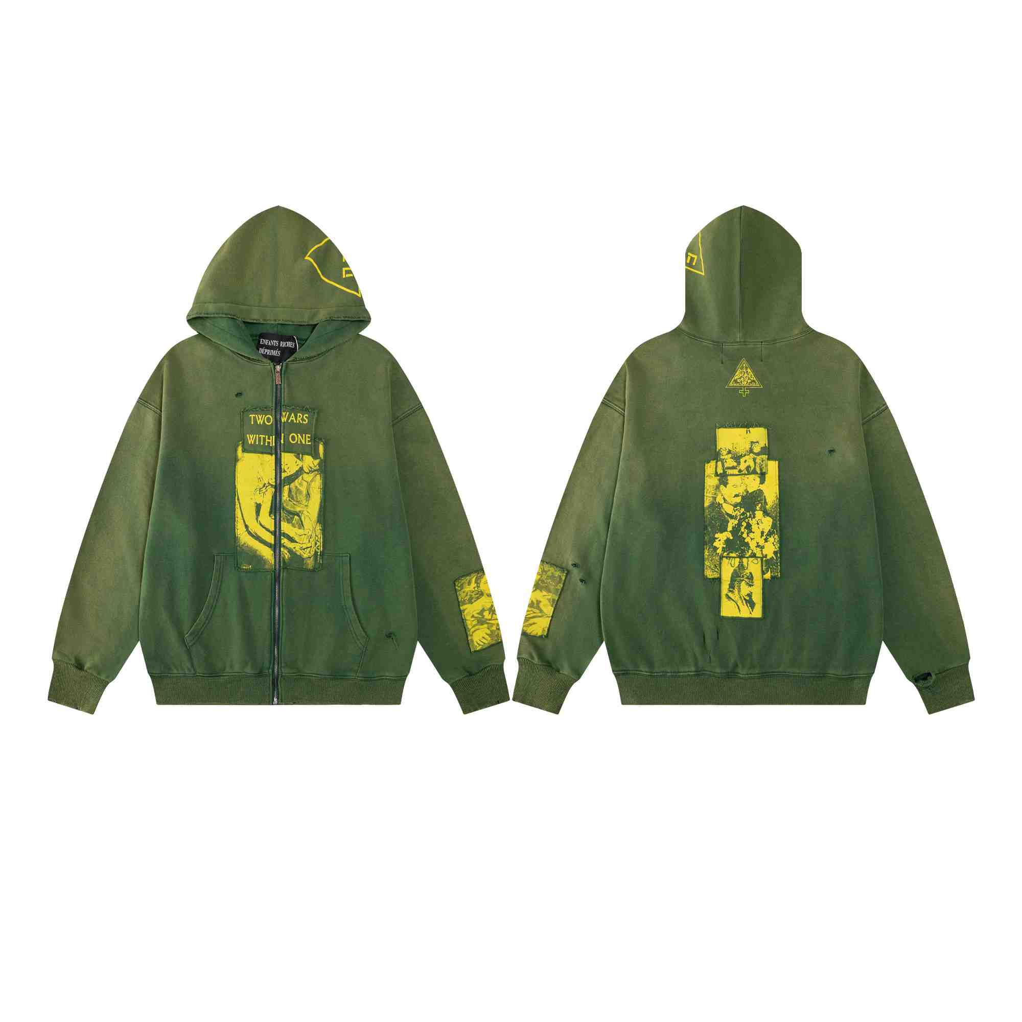 Enfants Riches Déprimés Two Wars Within One Assemblage Zip Hoodie 'Gardener Green' - DesignerGu