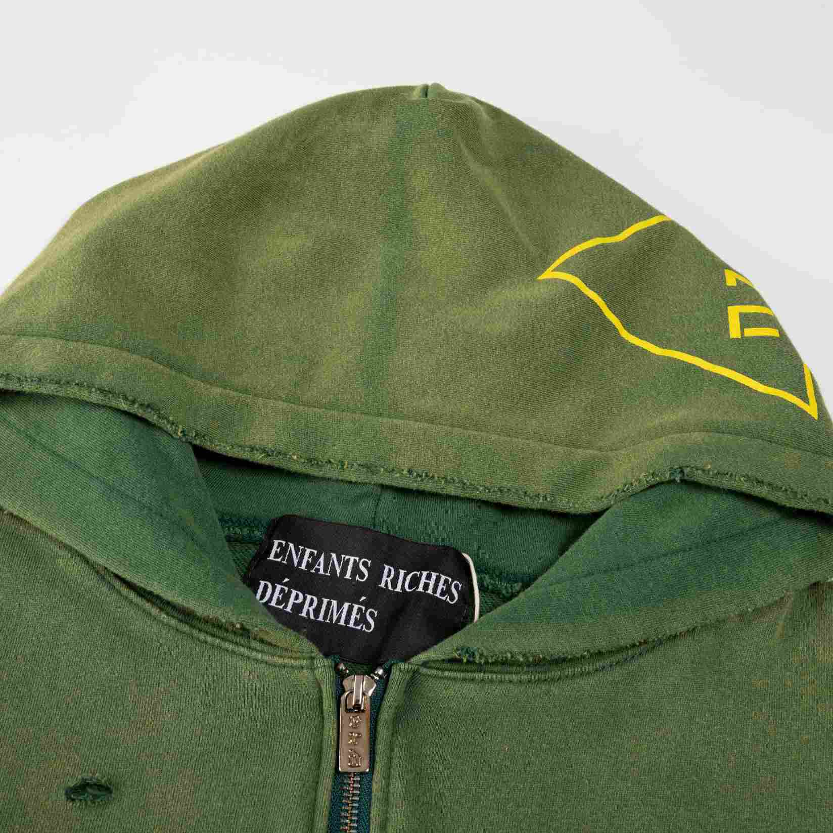Enfants Riches Déprimés Two Wars Within One Assemblage Zip Hoodie 'Gardener Green' - DesignerGu