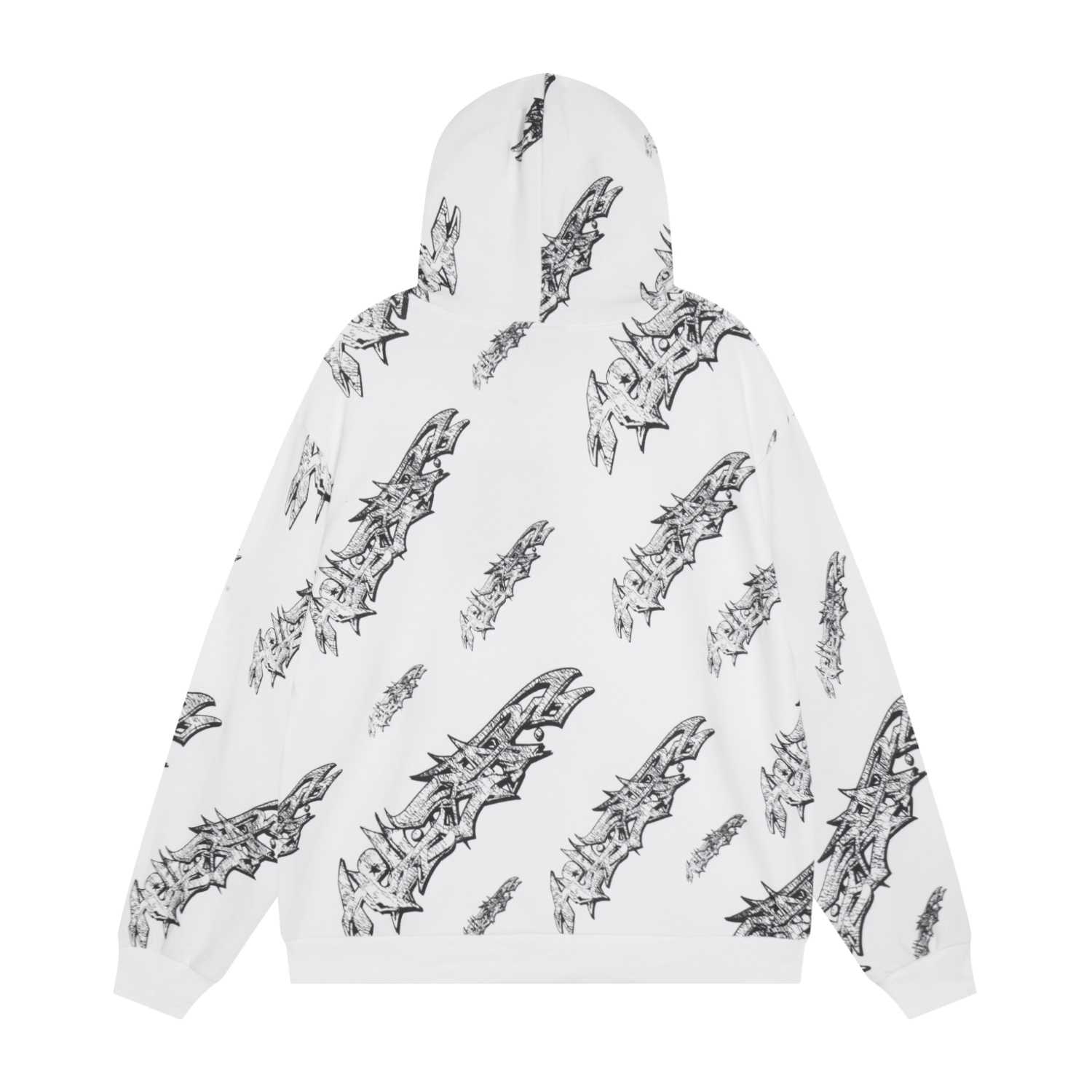 Hellstar Roll Print Graffiti Zip Up Hoodie 'White' - DesignerGu