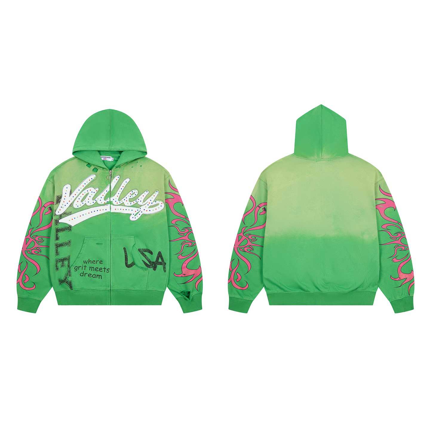 Vale Forever Inferno Zip Up 'Green' - DesignerGu
