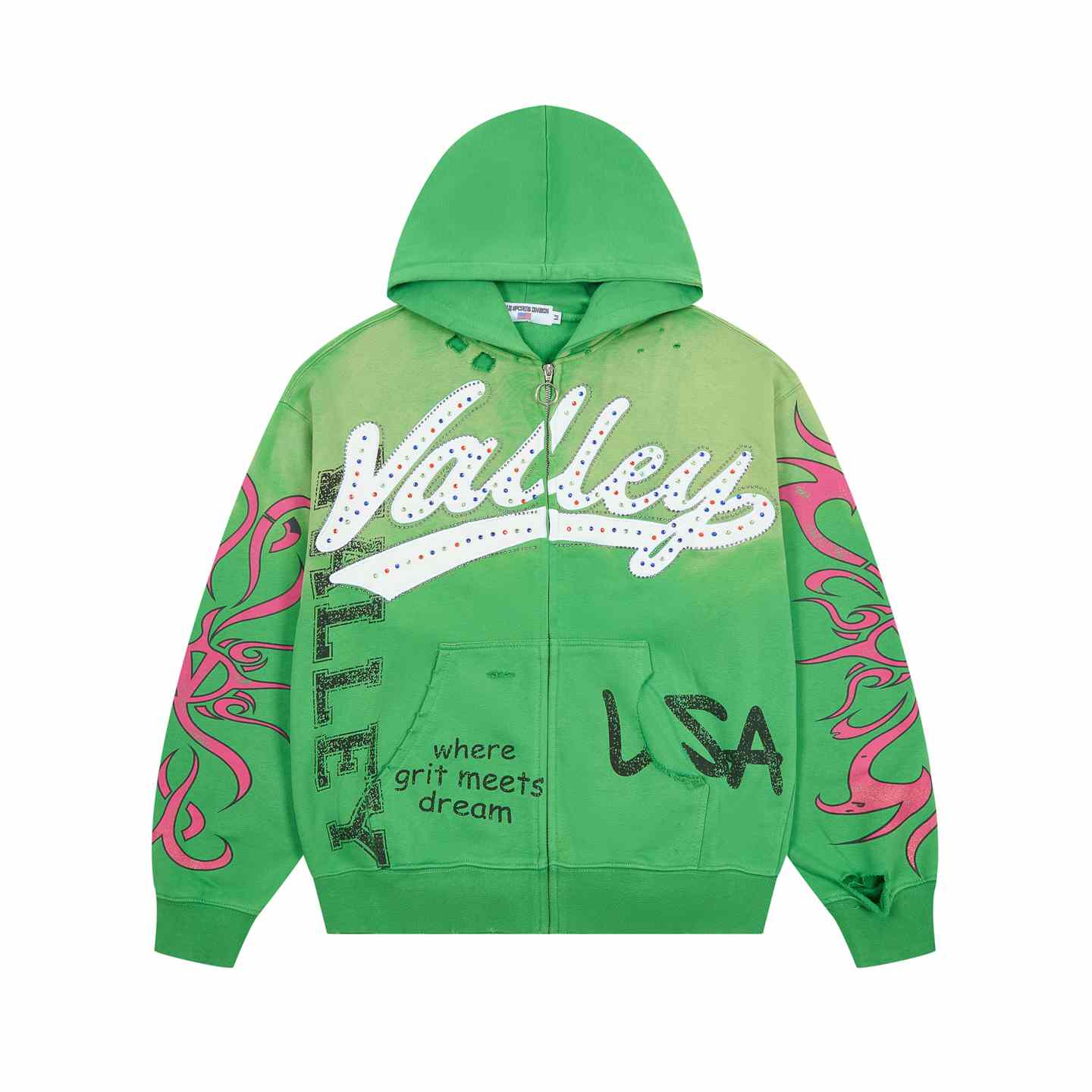 Vale Forever Inferno Zip Up 'Green' - DesignerGu