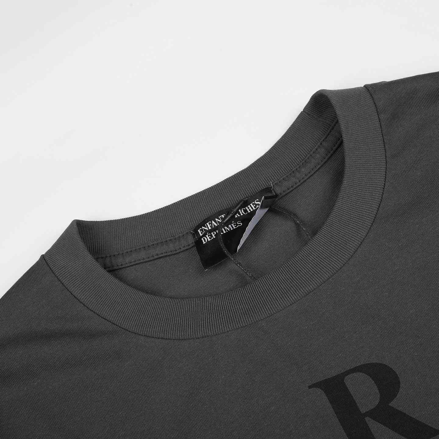 Enfants Riches Déprimés Grey And Black Printed Long Sleeve T-Shirt - DesignerGu