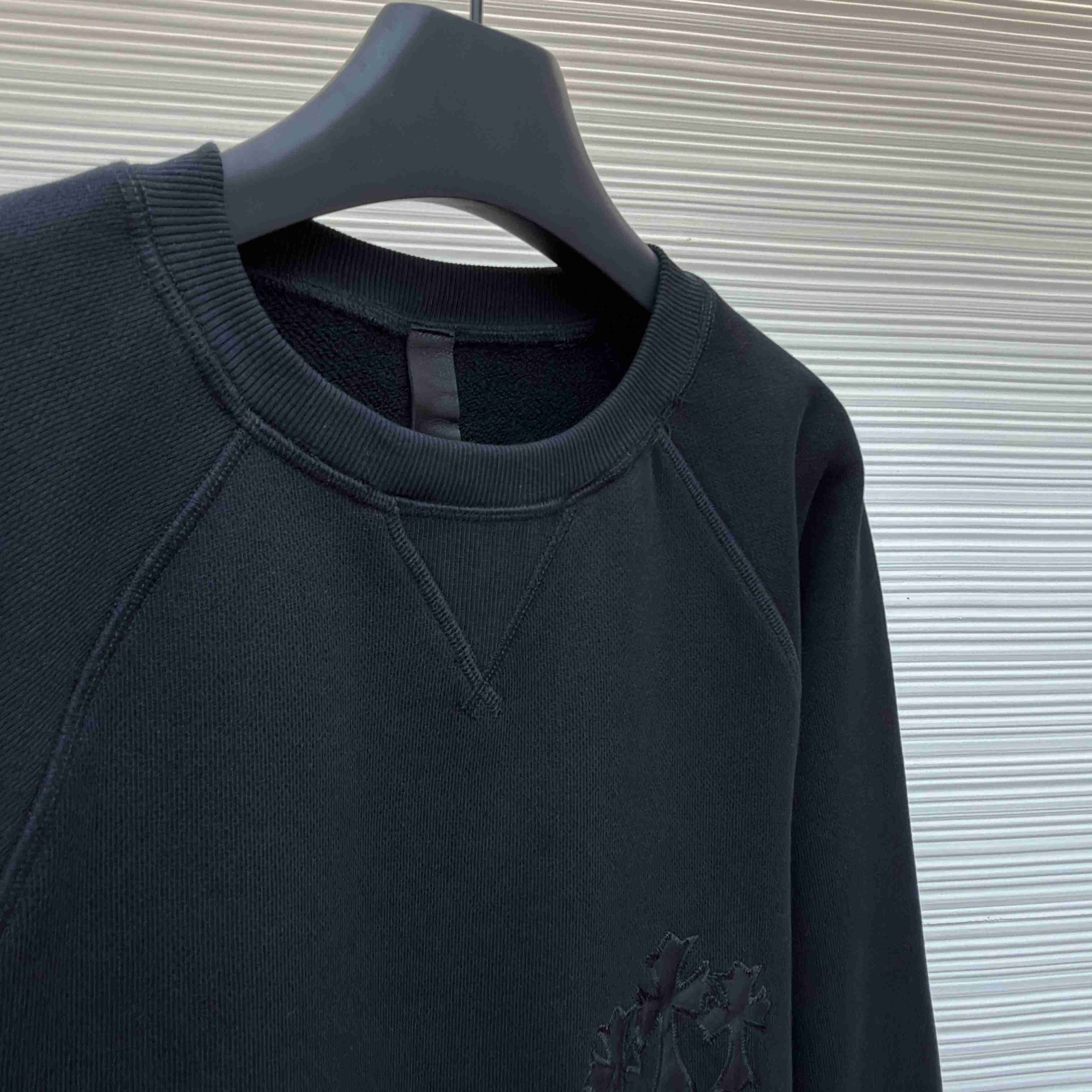 Chrome Hearts  CH Cross Leather Patch Black Sweatshirt - DesignerGu