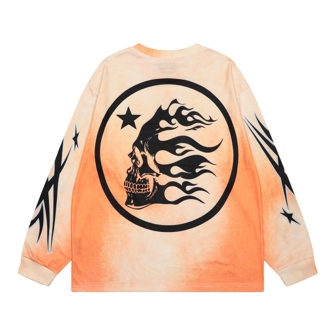 Hellstar Skull Fade Longsleeve Orange - DesignerGu