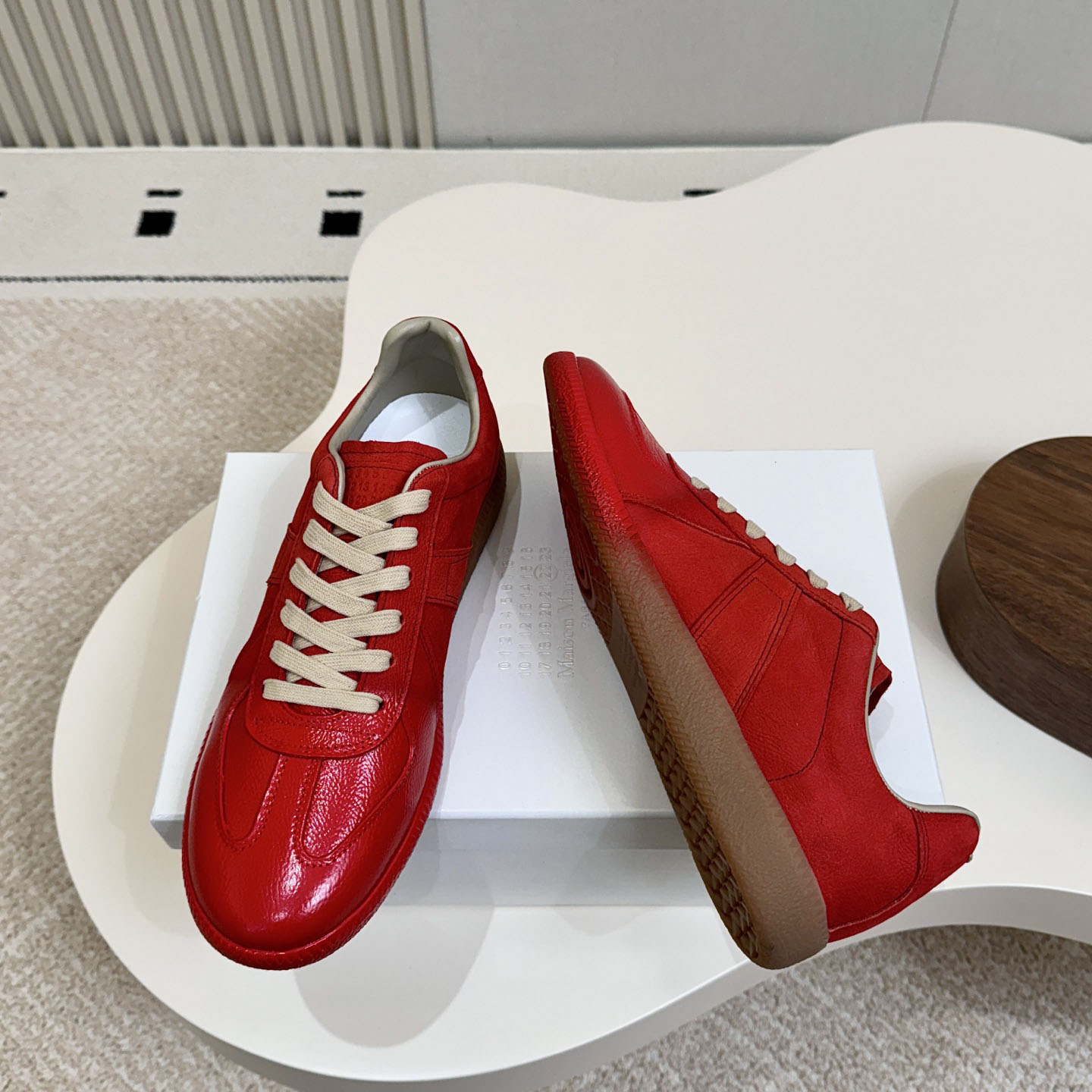 Maison Margiela Replica Sprayed Leather Low-Top Sneakers - DesignerGu