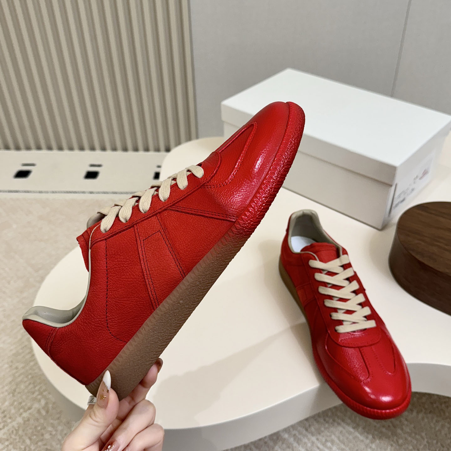 Maison Margiela Replica Sprayed Leather Low-Top Sneakers - DesignerGu