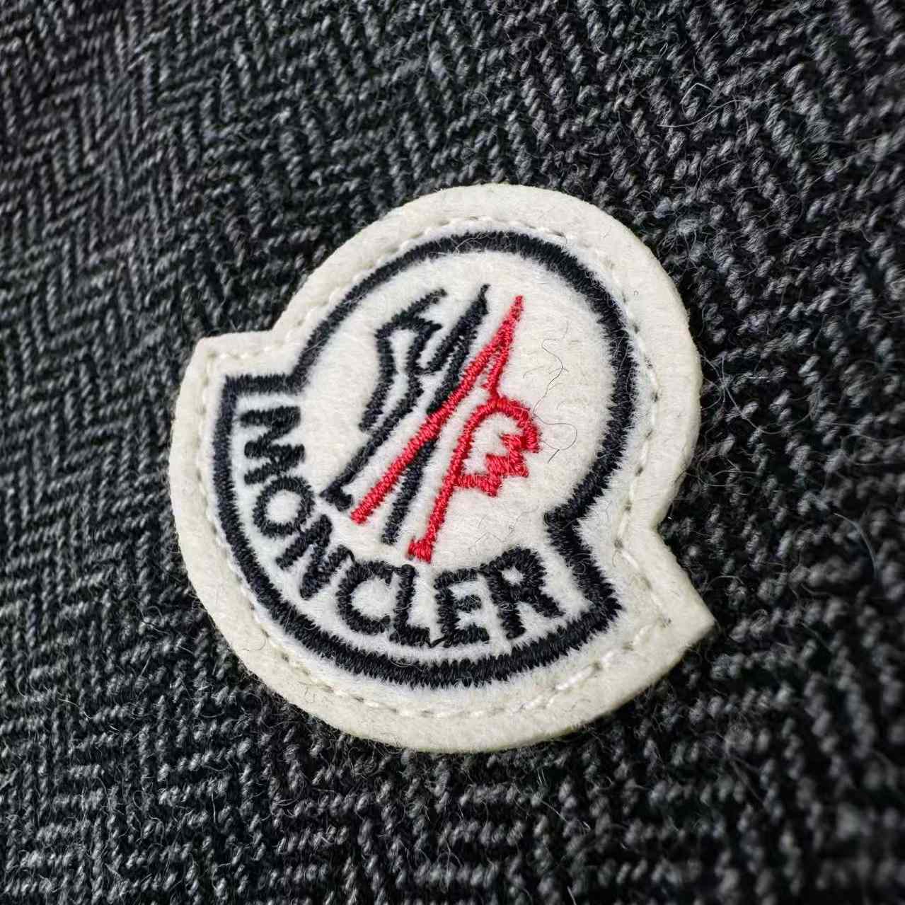 Moncler Herringbone Wool Blend Zip-Up Shirt Jacket - DesignerGu