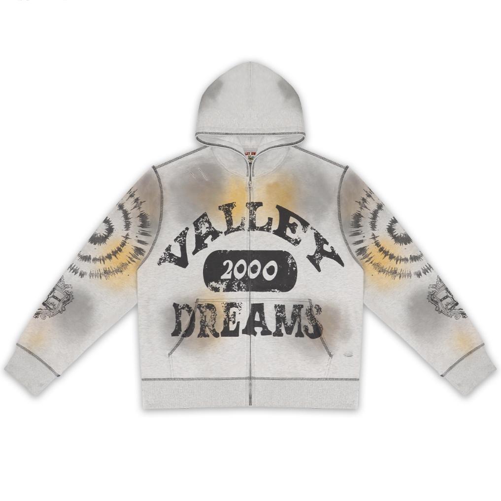 Vale Forever Spiral Zip Up Hoodie 'Dark White' - DesignerGu
