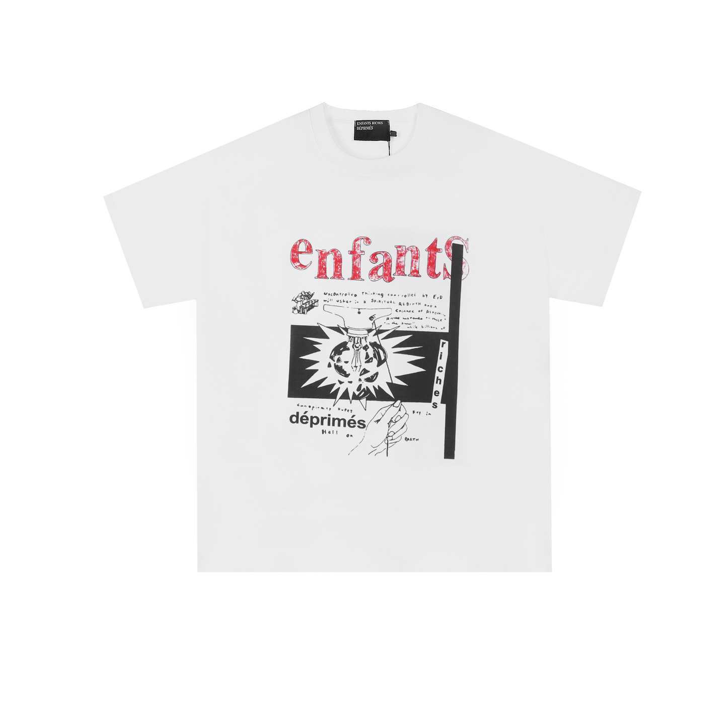 Enfants Riches Déprimés  White ‘Hell On’ Multi-Graphic T-Shirt - DesignerGu