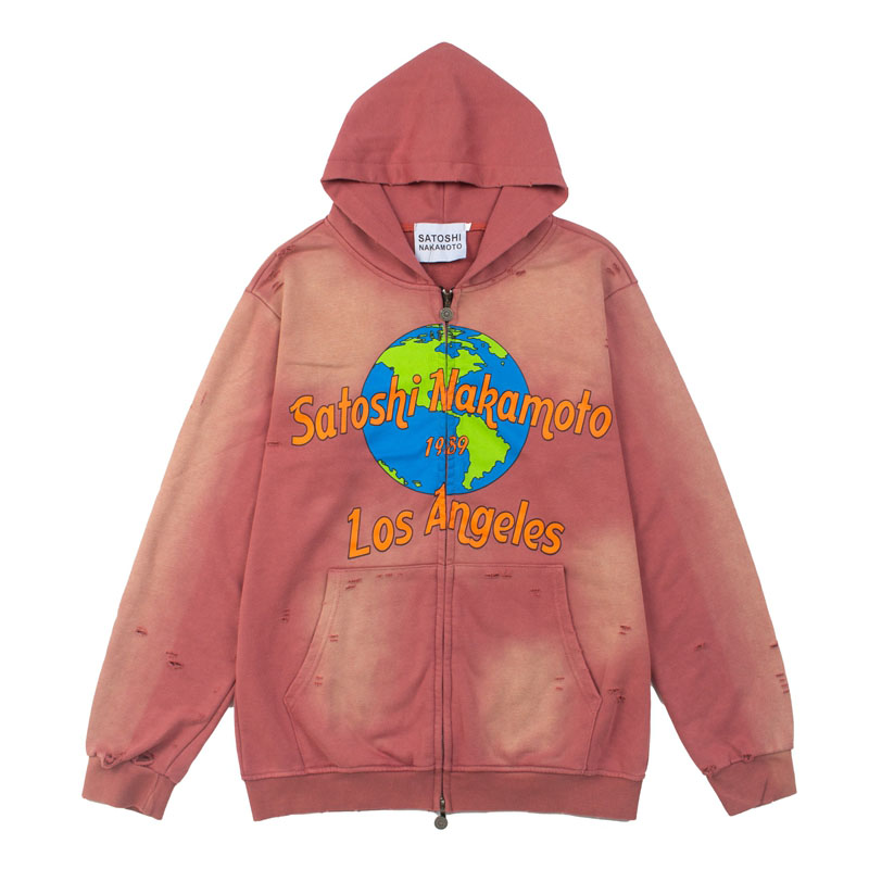 Satoshi Nakamoto Distressed Finish Graphic-Print Hoodie - DesignerGu
