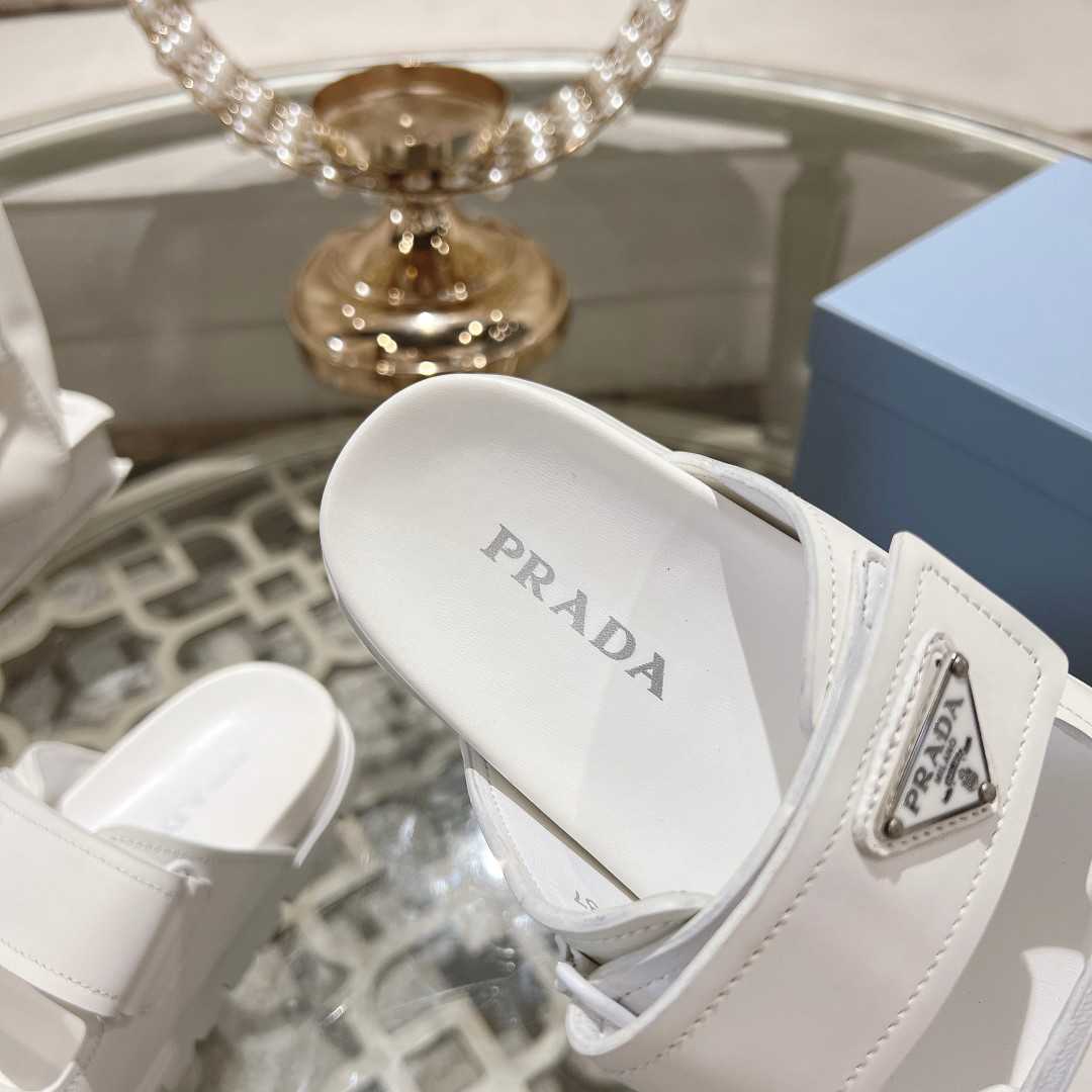 Prada Leather Strap Slides - DesignerGu