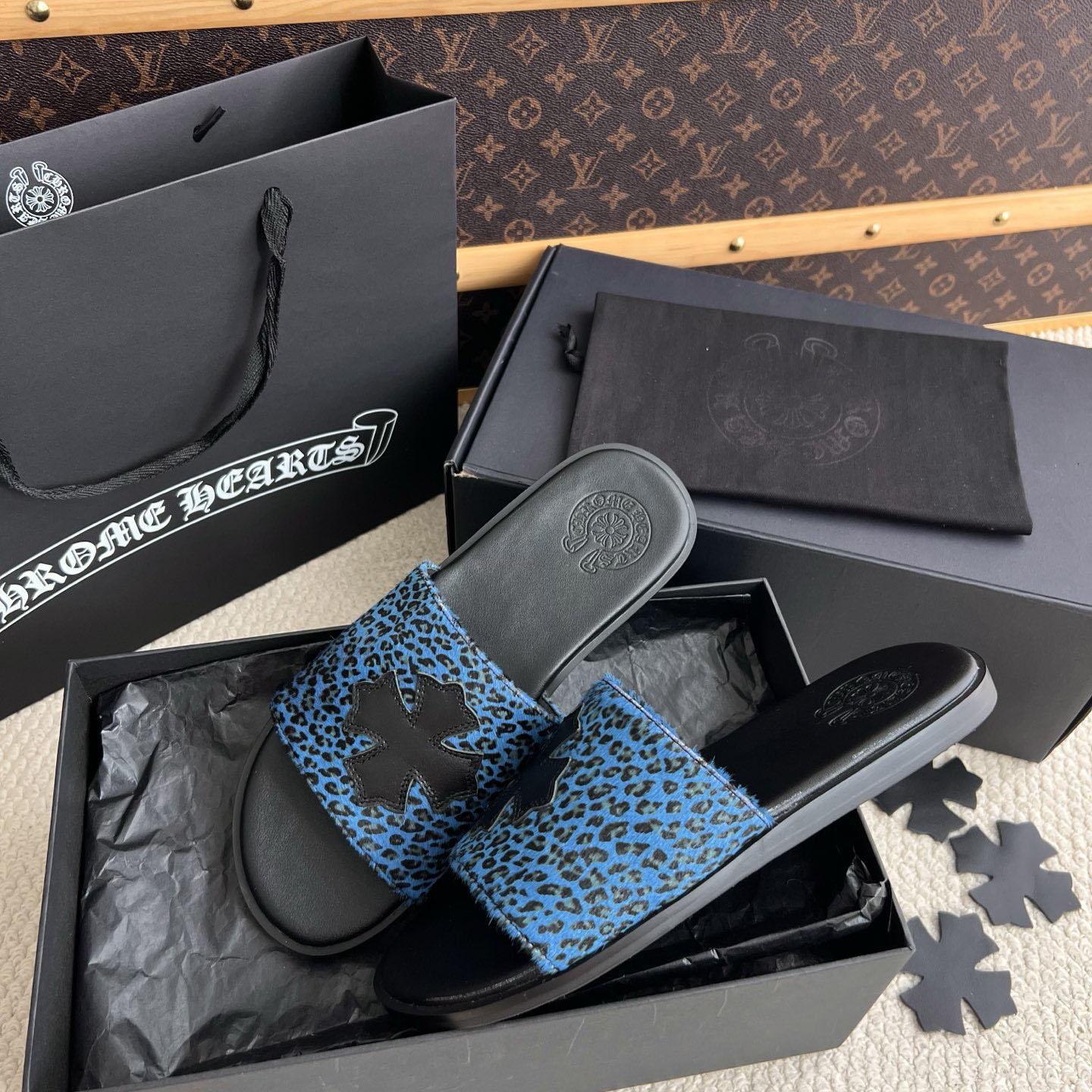 Chrome Hearts Plus Cross Patch Leopard Slides - DesignerGu