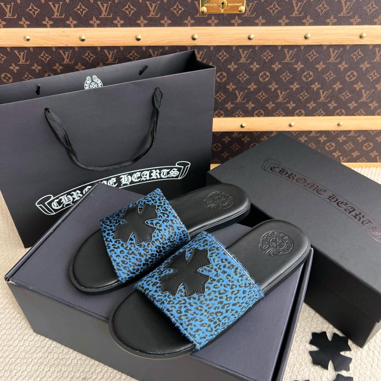 Chrome Hearts Plus Cross Patch Leopard Slides - DesignerGu