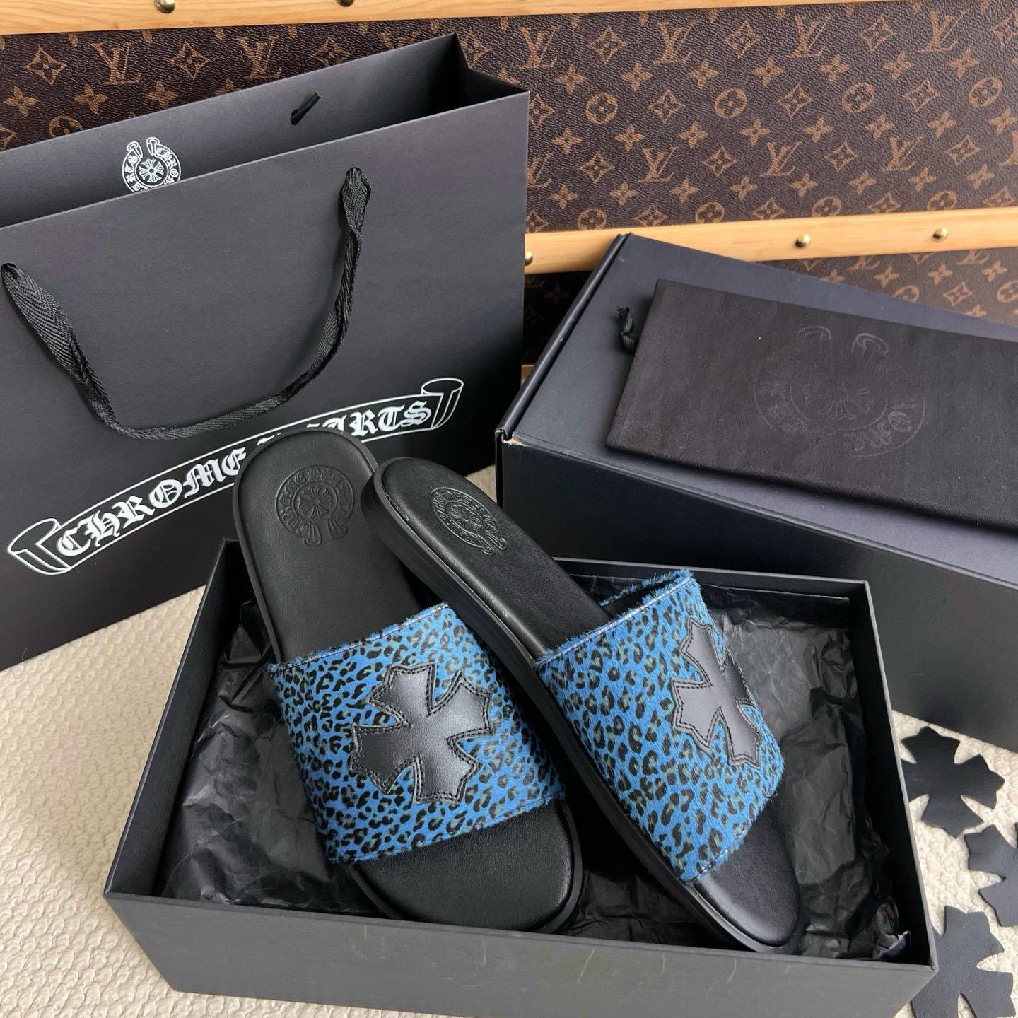 Chrome Hearts Plus Cross Patch Leopard Slides - DesignerGu