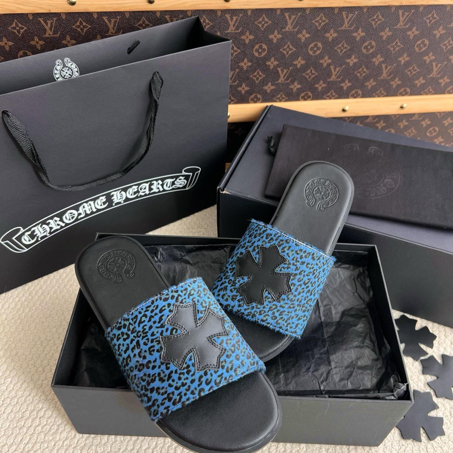 Chrome Hearts Plus Cross Patch Leopard Slides - DesignerGu