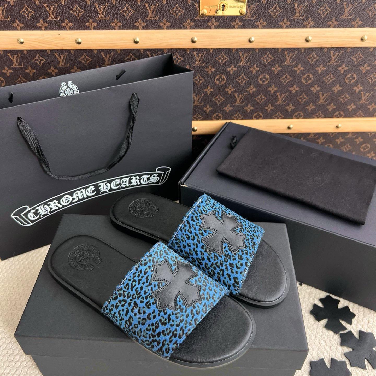 Chrome Hearts Plus Cross Patch Leopard Slides - DesignerGu