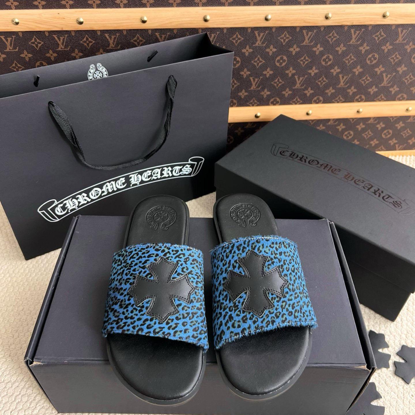 Chrome Hearts Plus Cross Patch Leopard Slides - DesignerGu