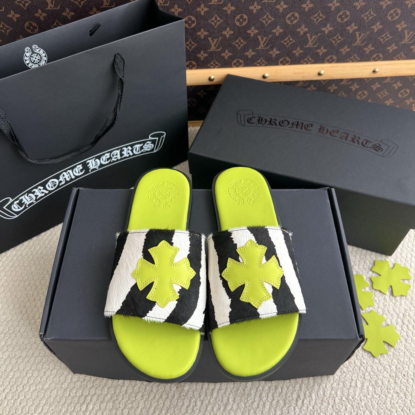 Chrome Hearts Cross Patch Zebra Slides - DesignerGu