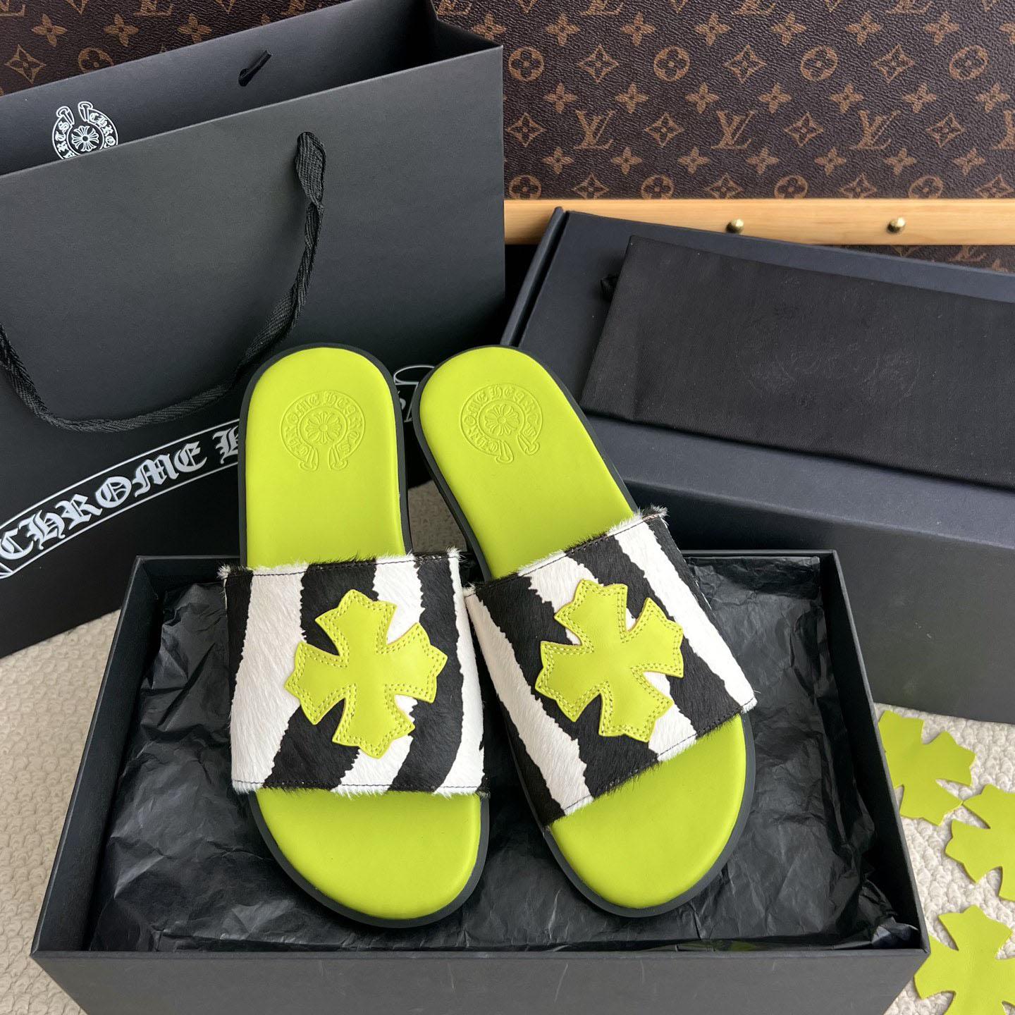 Chrome Hearts Cross Patch Zebra Slides - DesignerGu