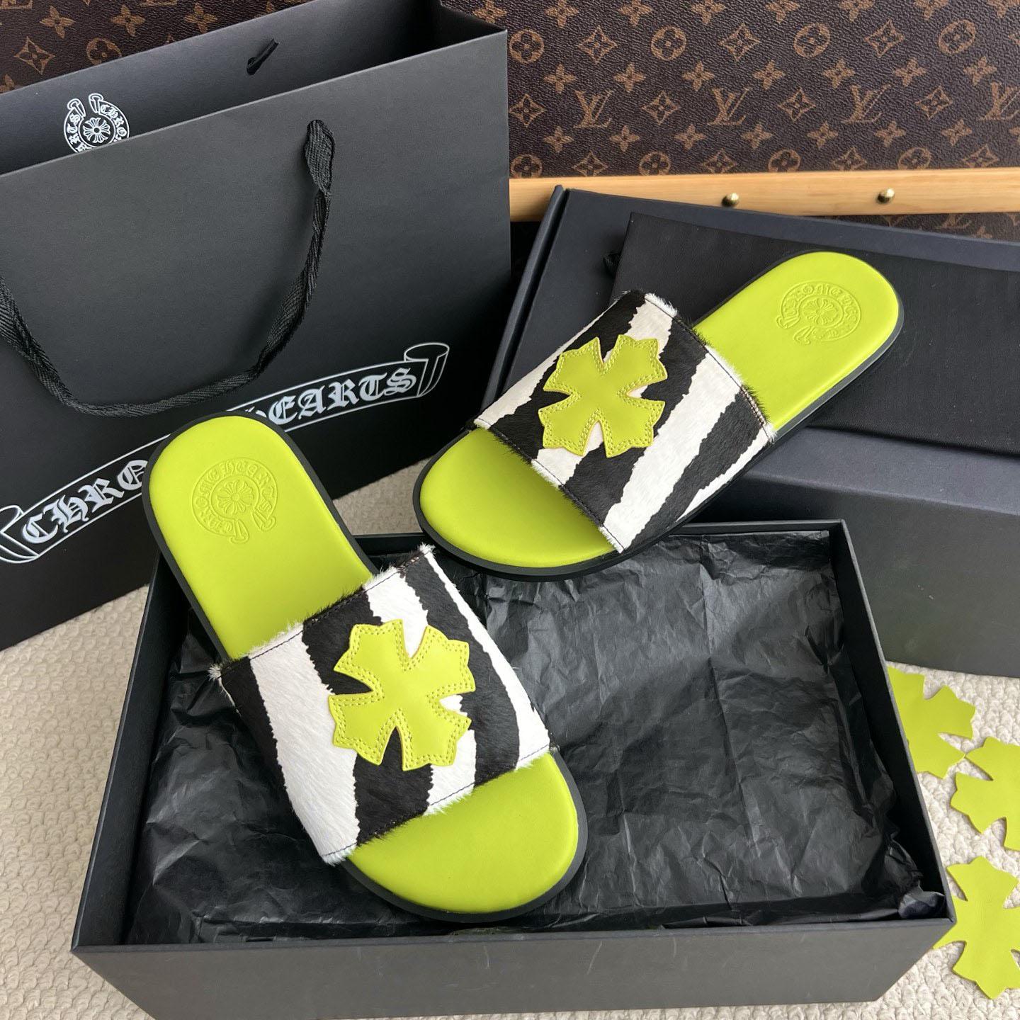 Chrome Hearts Cross Patch Zebra Slides - DesignerGu
