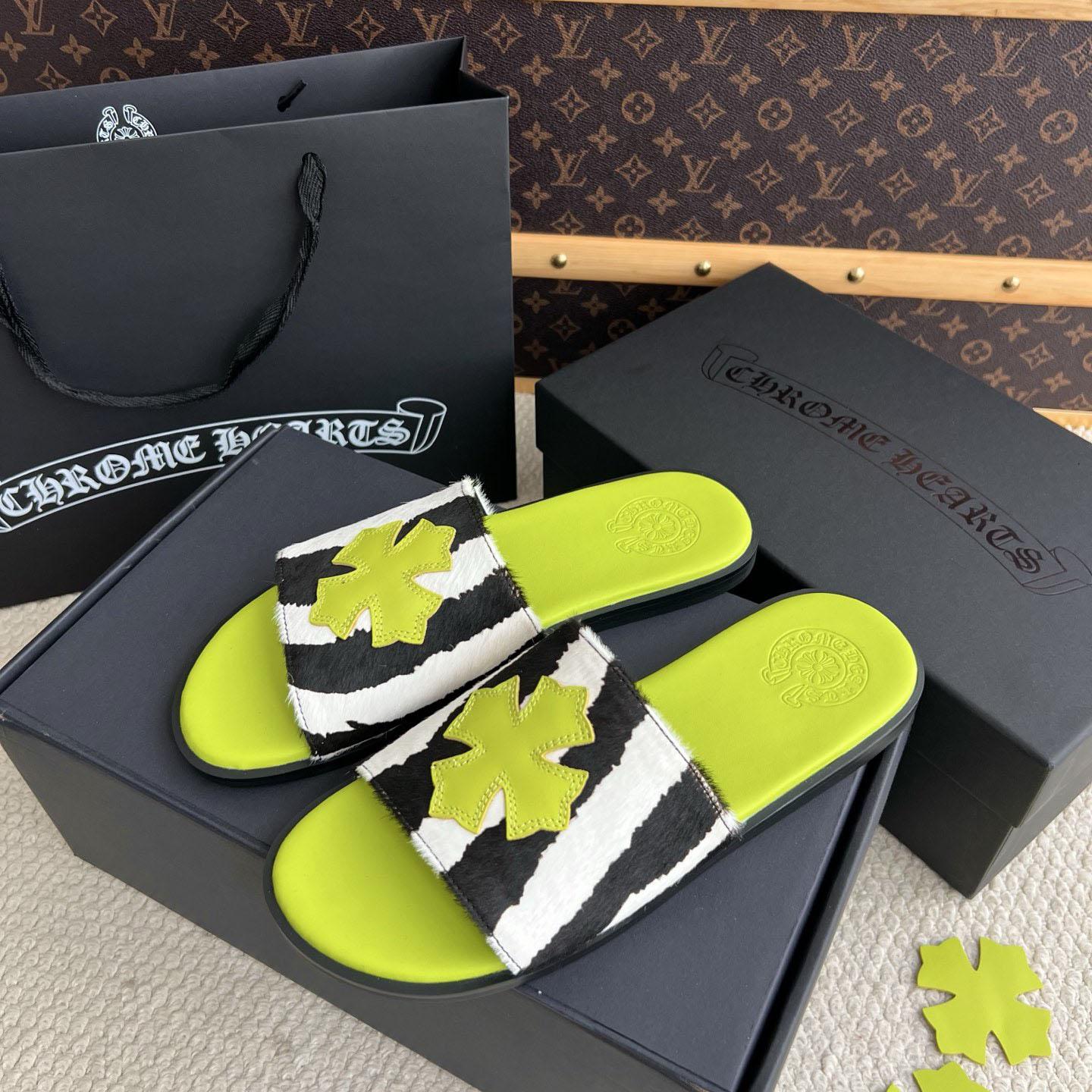 Chrome Hearts Cross Patch Zebra Slides - DesignerGu