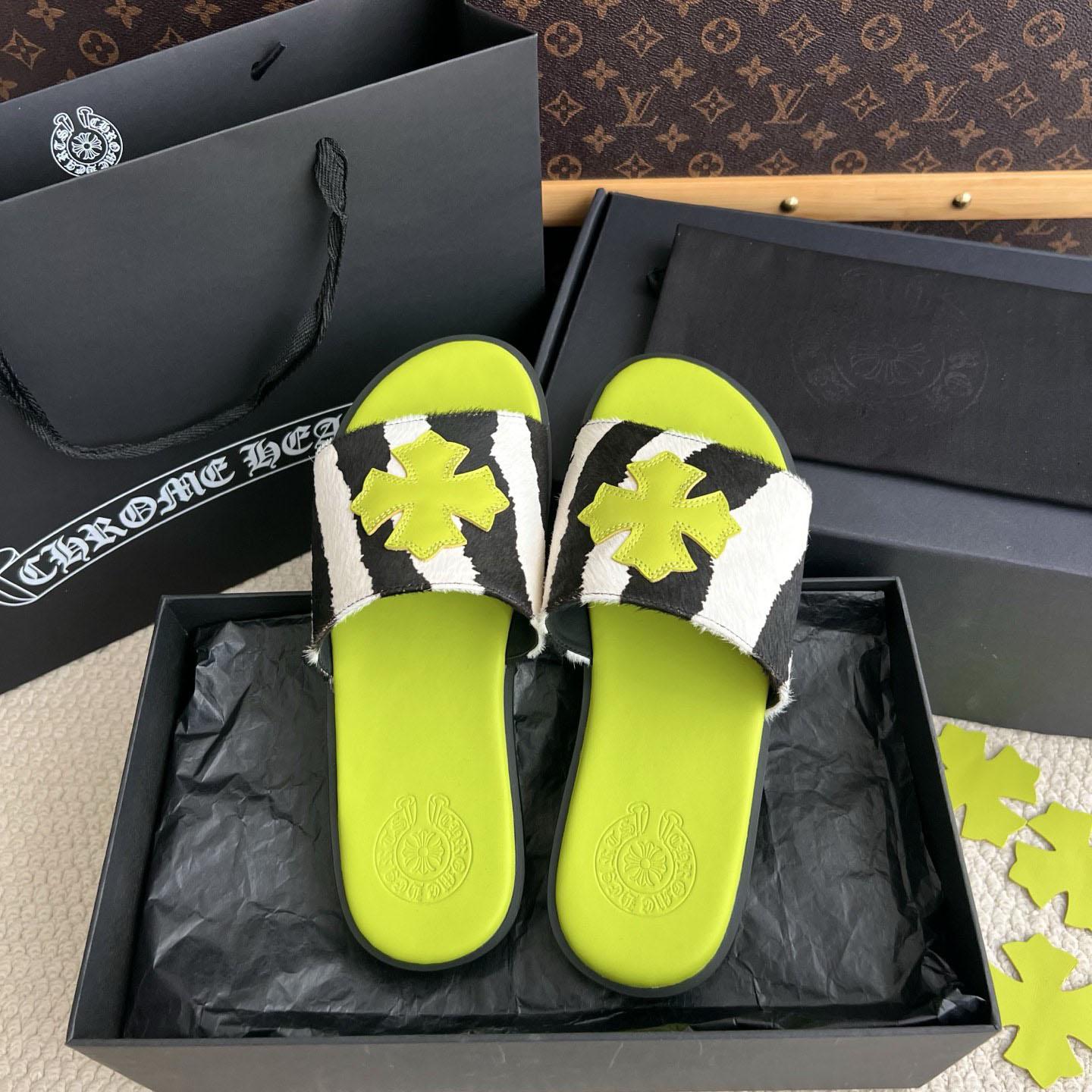 Chrome Hearts Cross Patch Zebra Slides - DesignerGu