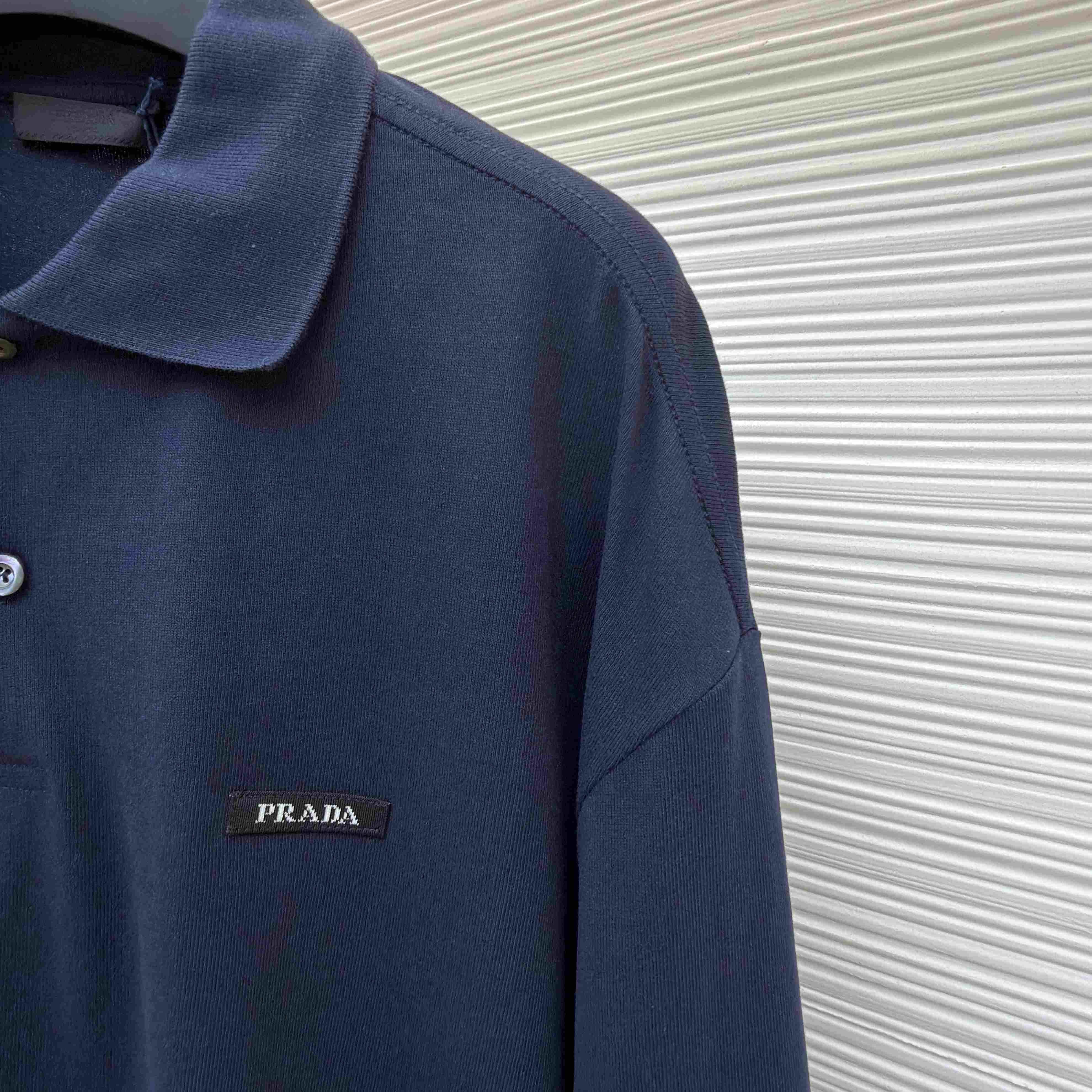 Prada Long-Sleeved Cotton Polo Shirt - DesignerGu