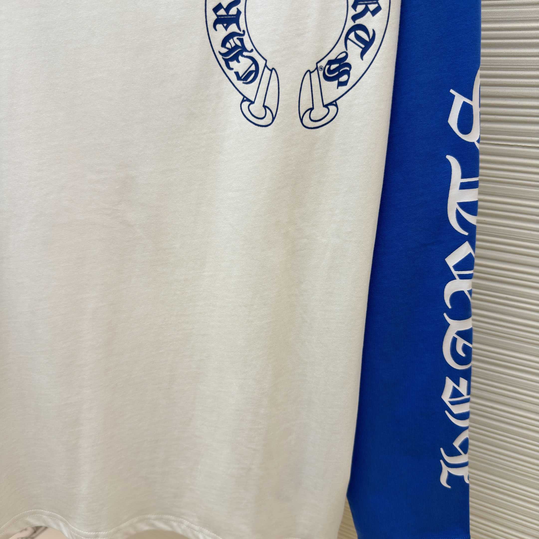 Chrome Hearts Long-Sleeve Horseshoe Baseball Tee 'White/Blue' - DesignerGu