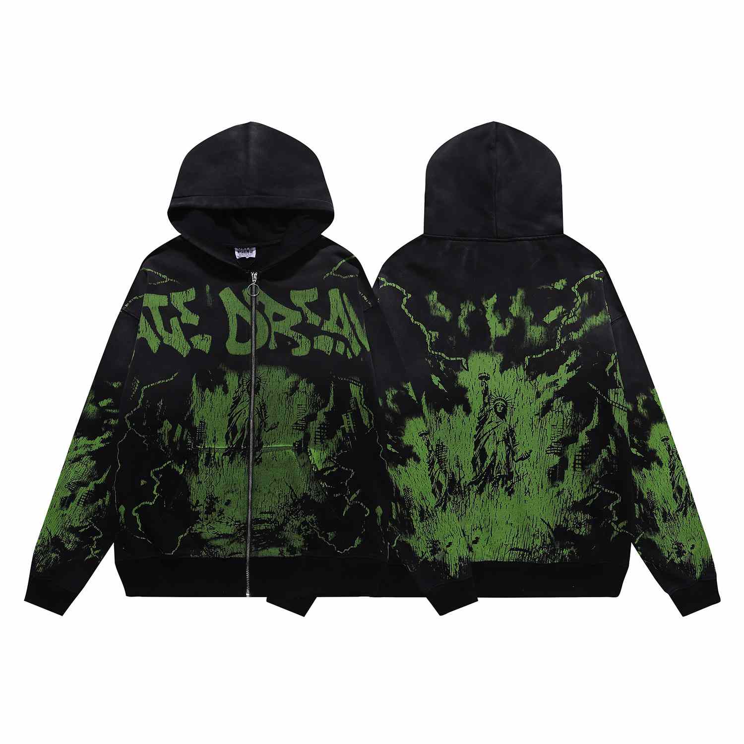 Vale Forever Nightmare Zip Up Hoodie 'Black/Green' - DesignerGu